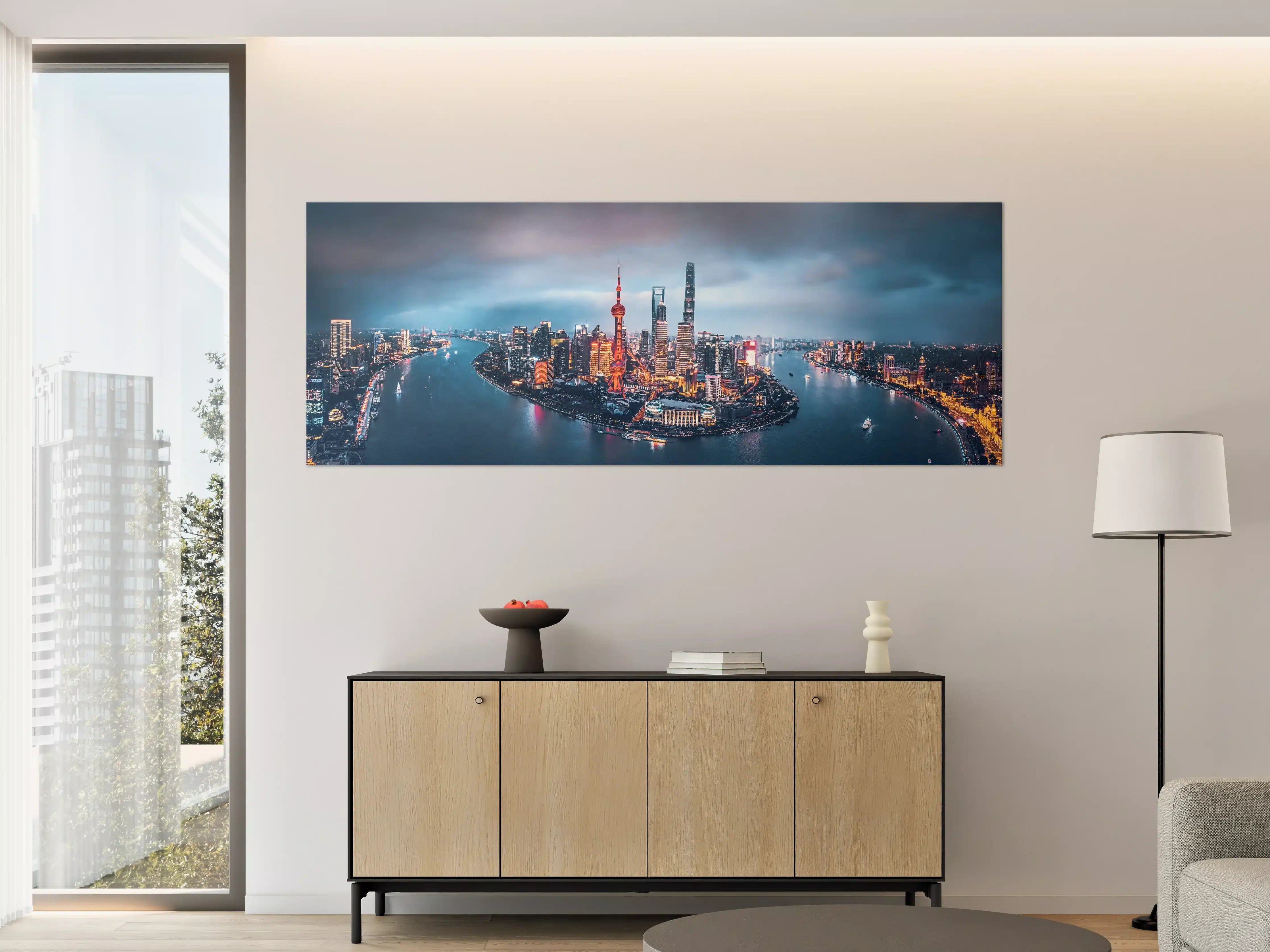 Große Wandbilder - Skyline von Shanghai bei Nacht