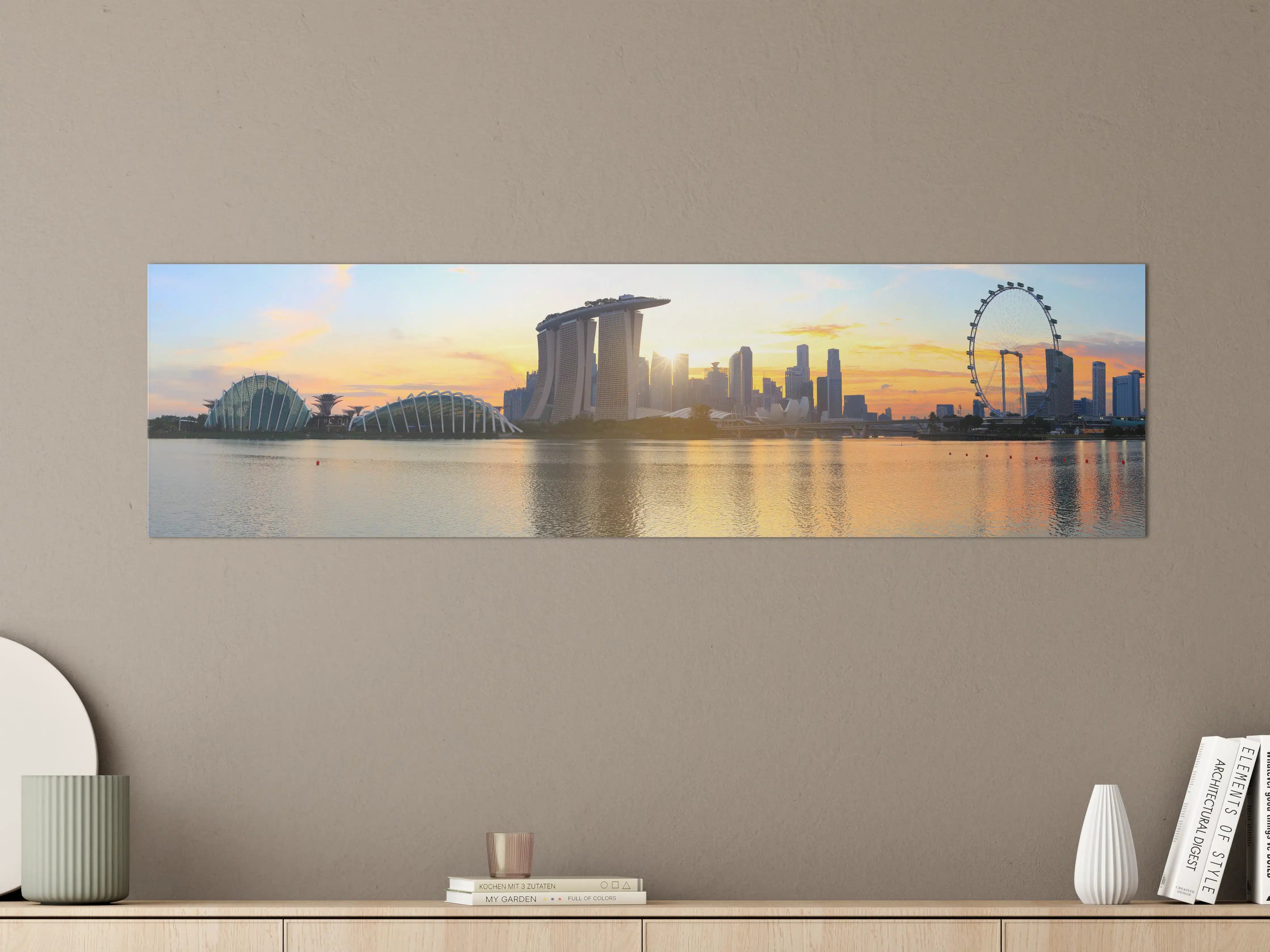 Große Wandbilder - Skyline von Singapur bei Sonnenuntergang
