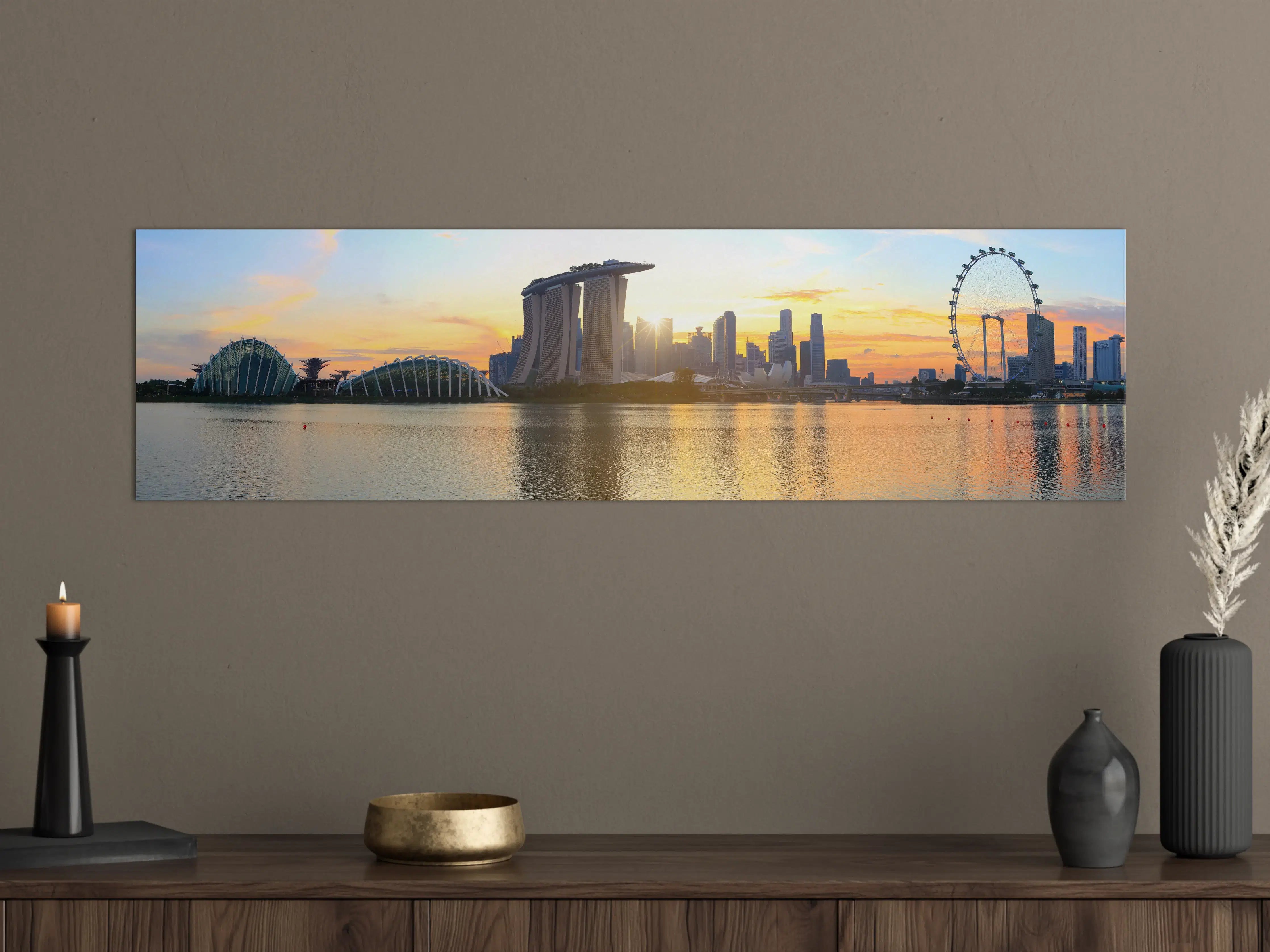 Große Wandbilder - Skyline von Singapur bei Sonnenuntergang