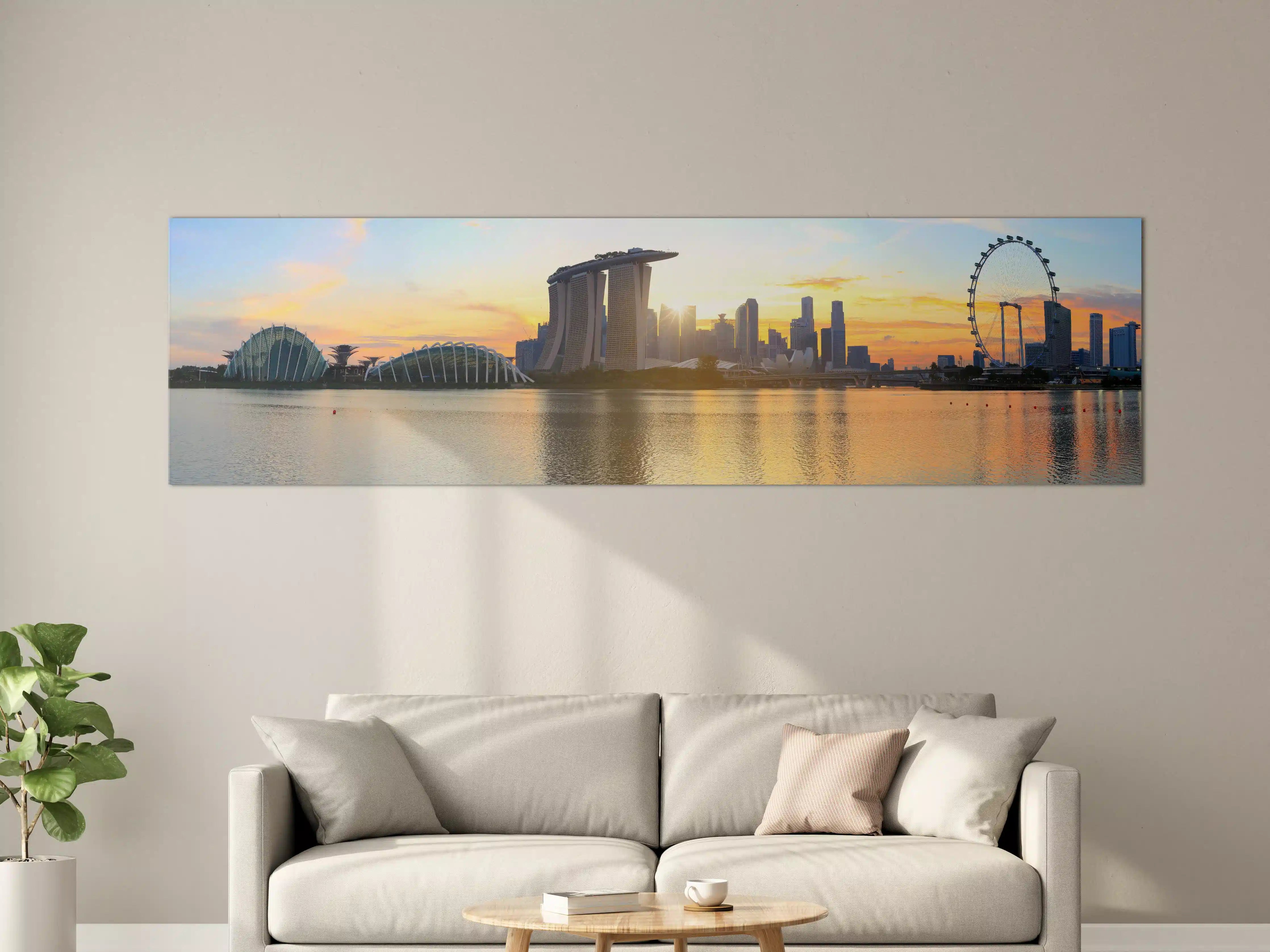 Große Wandbilder - Skyline von Singapur bei Sonnenuntergang