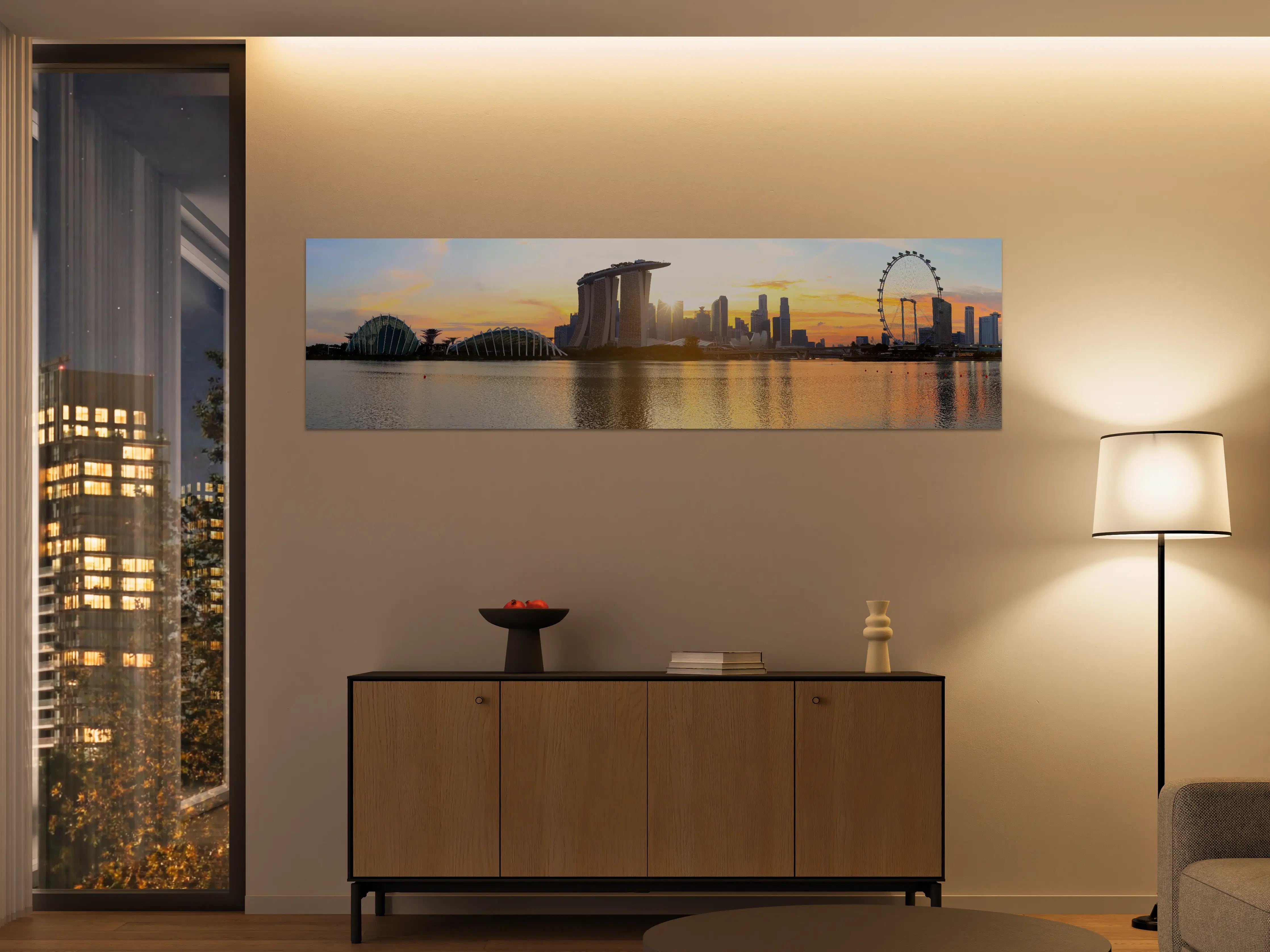 Große Wandbilder - Skyline von Singapur bei Sonnenuntergang