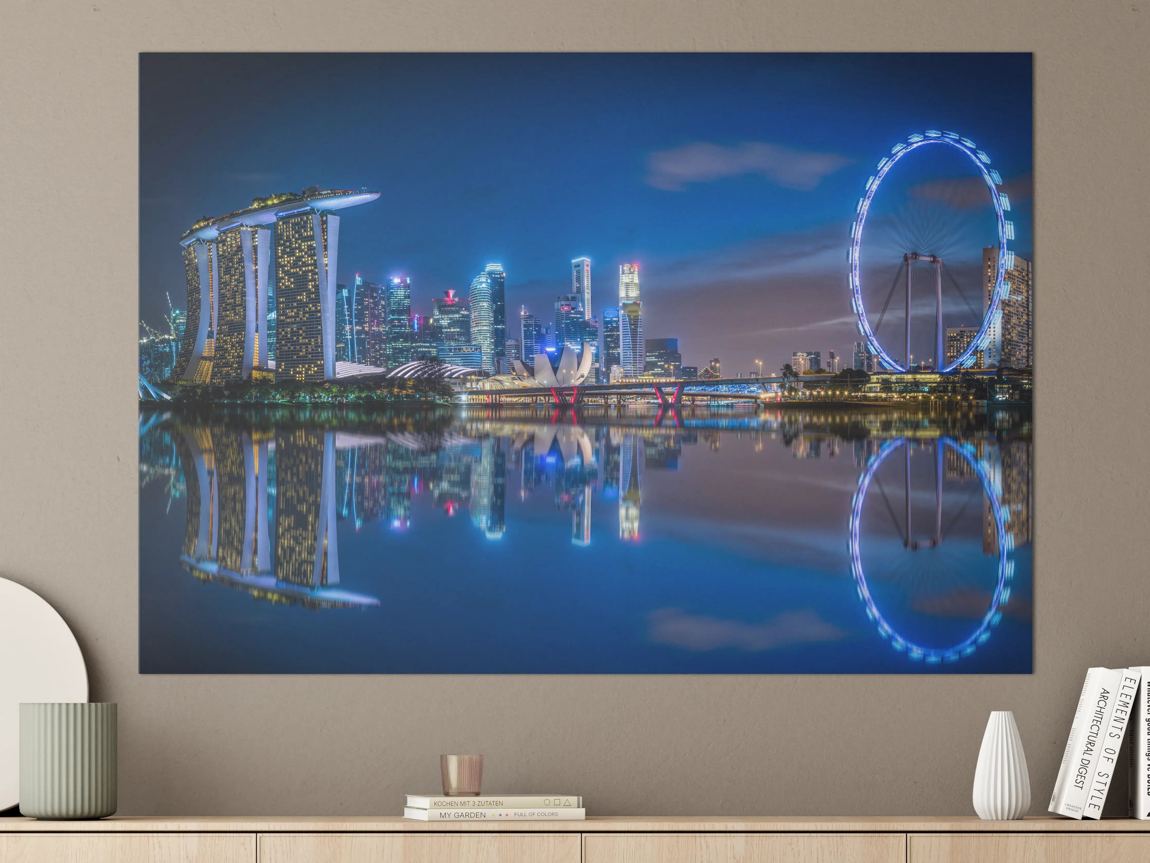 Große Wandbilder - Skyline von Singapur und Blick auf den Wolkenkratzer