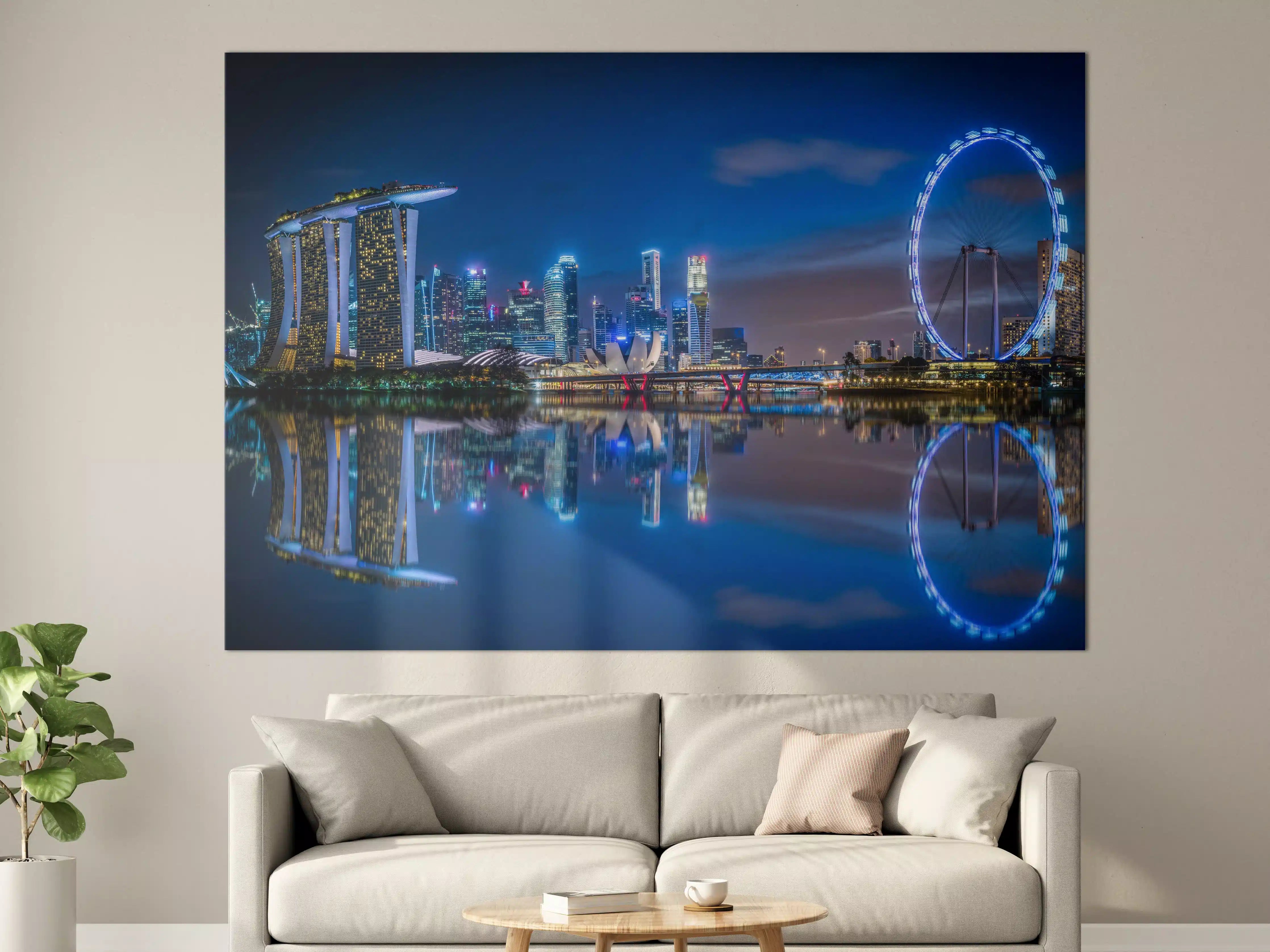 Große Wandbilder - Skyline von Singapur und Blick auf den Wolkenkratzer