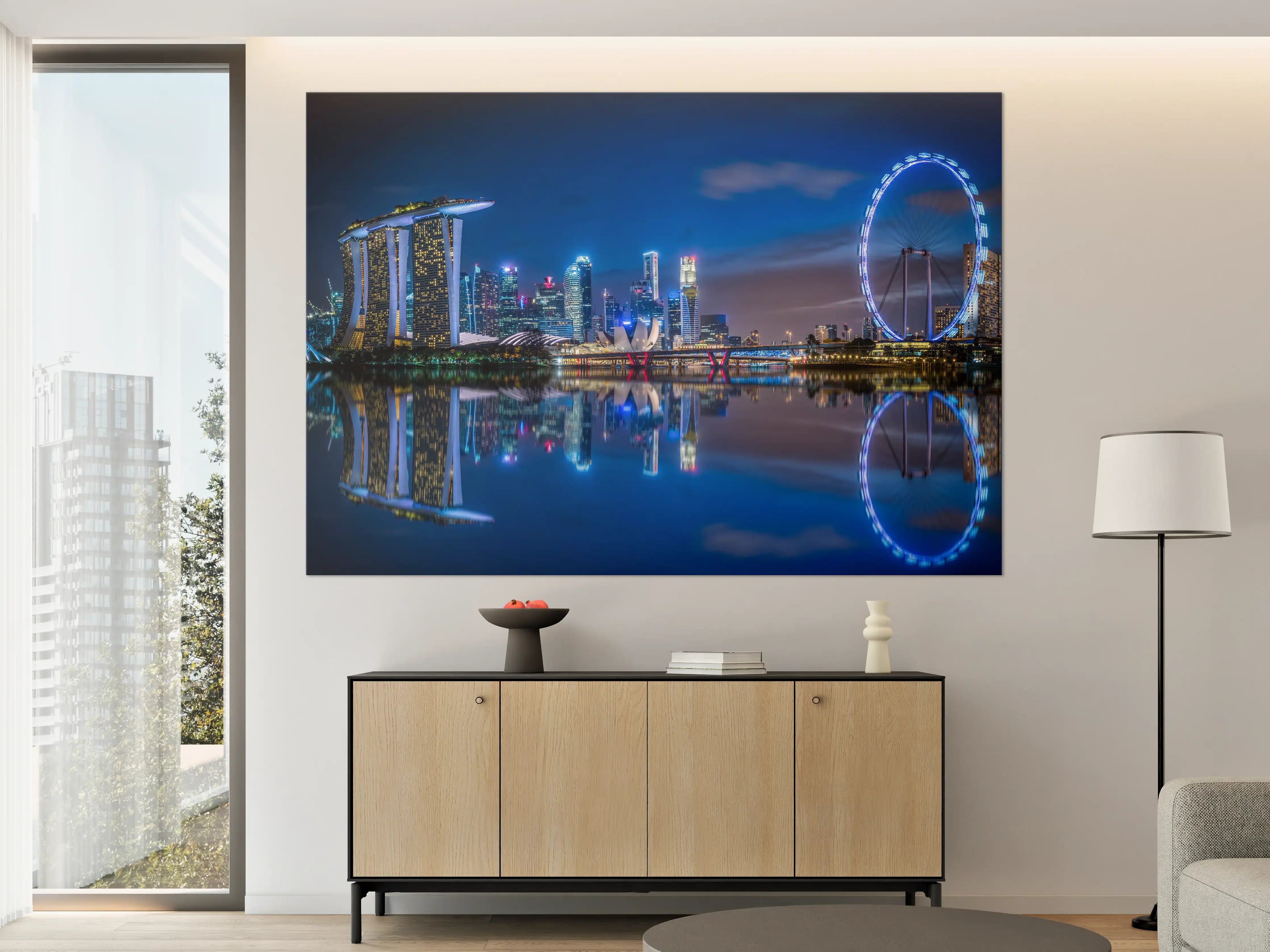 Große Wandbilder - Skyline von Singapur und Blick auf den Wolkenkratzer