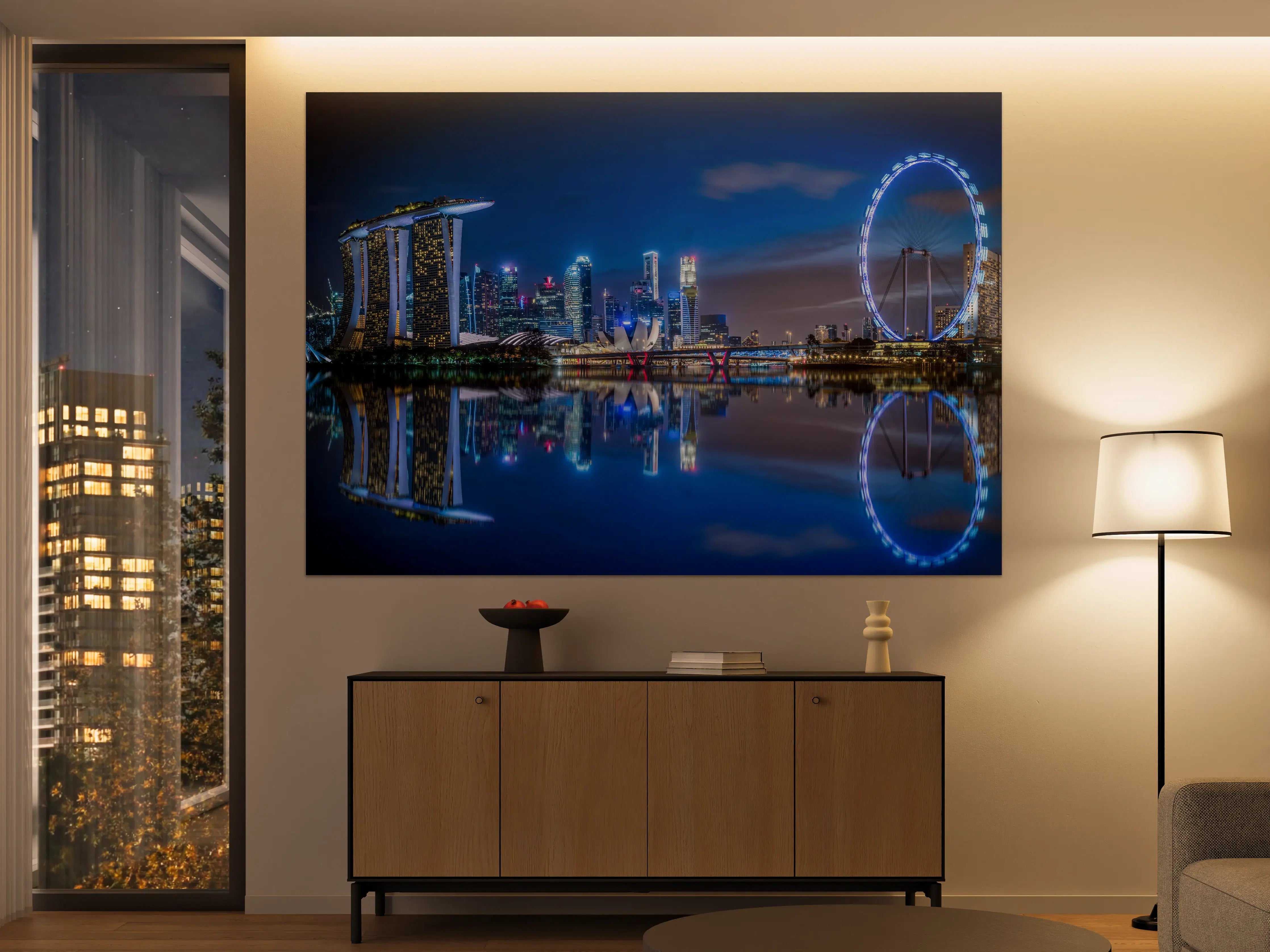 Große Wandbilder - Skyline von Singapur und Blick auf den Wolkenkratzer