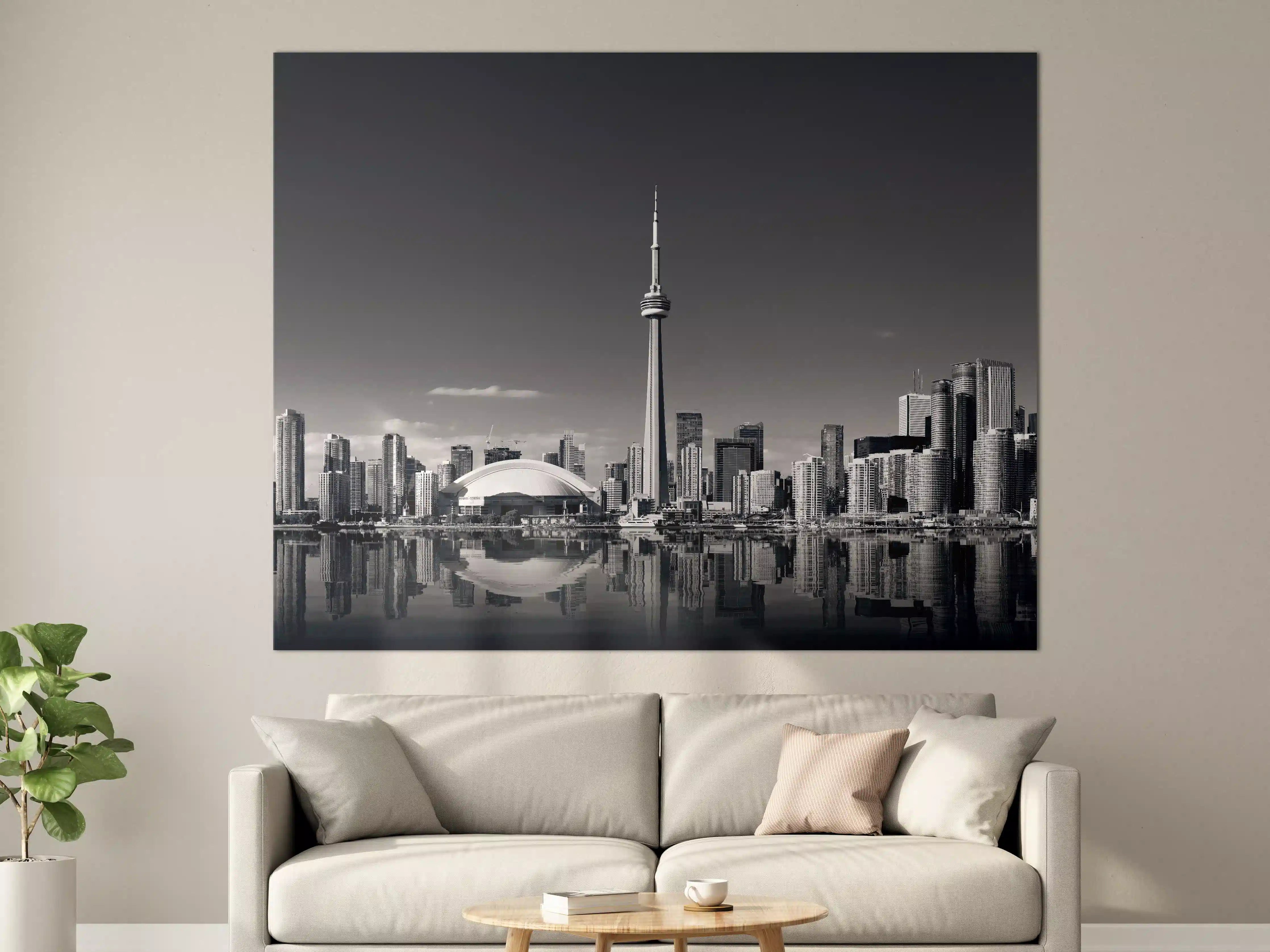 Große Wandbilder - Skyline von Toronto mit CN Turm in schwarz weiß