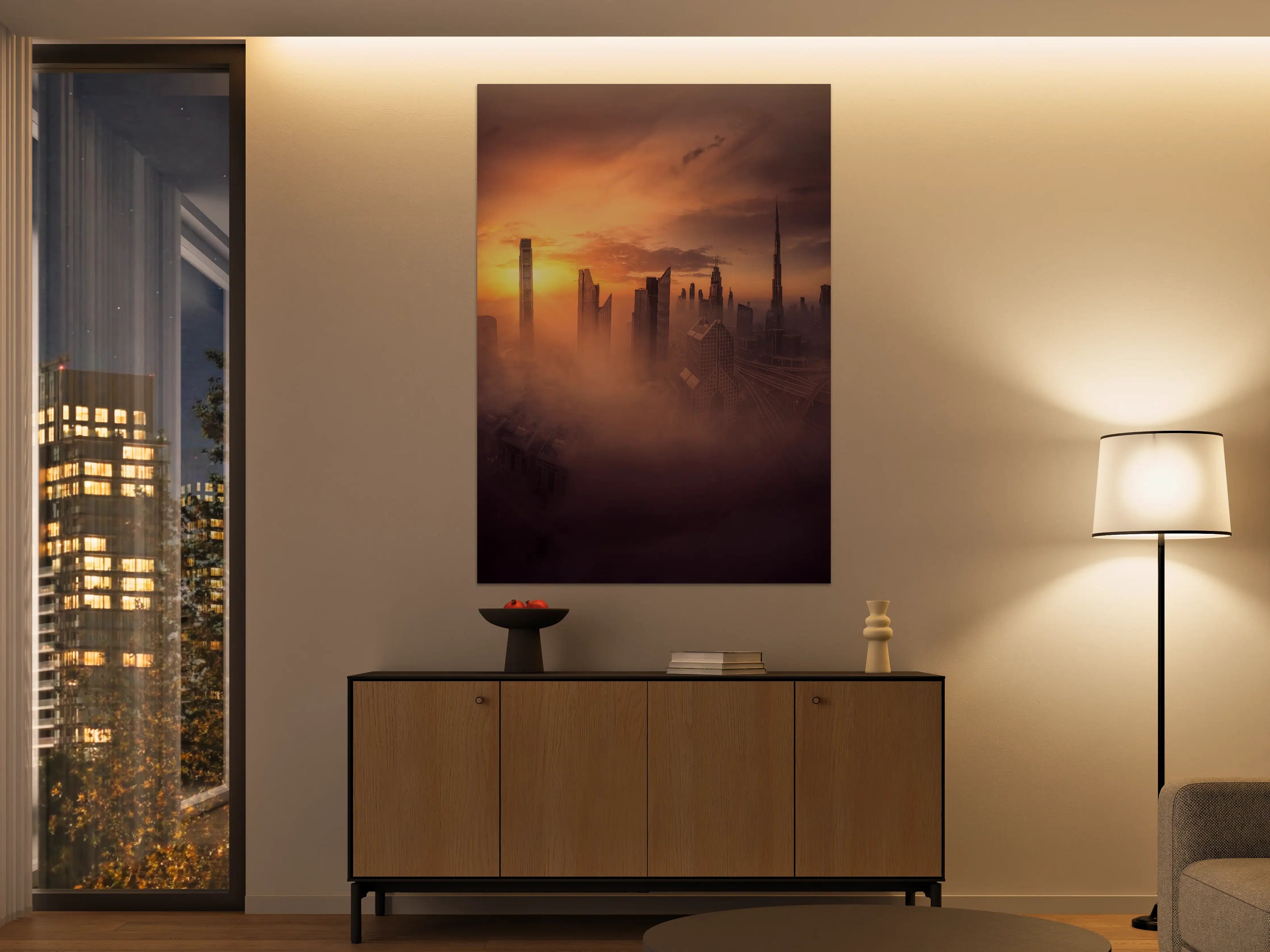 Große Wandbilder - Skyscraper Skyline bei Sonnenuntergang