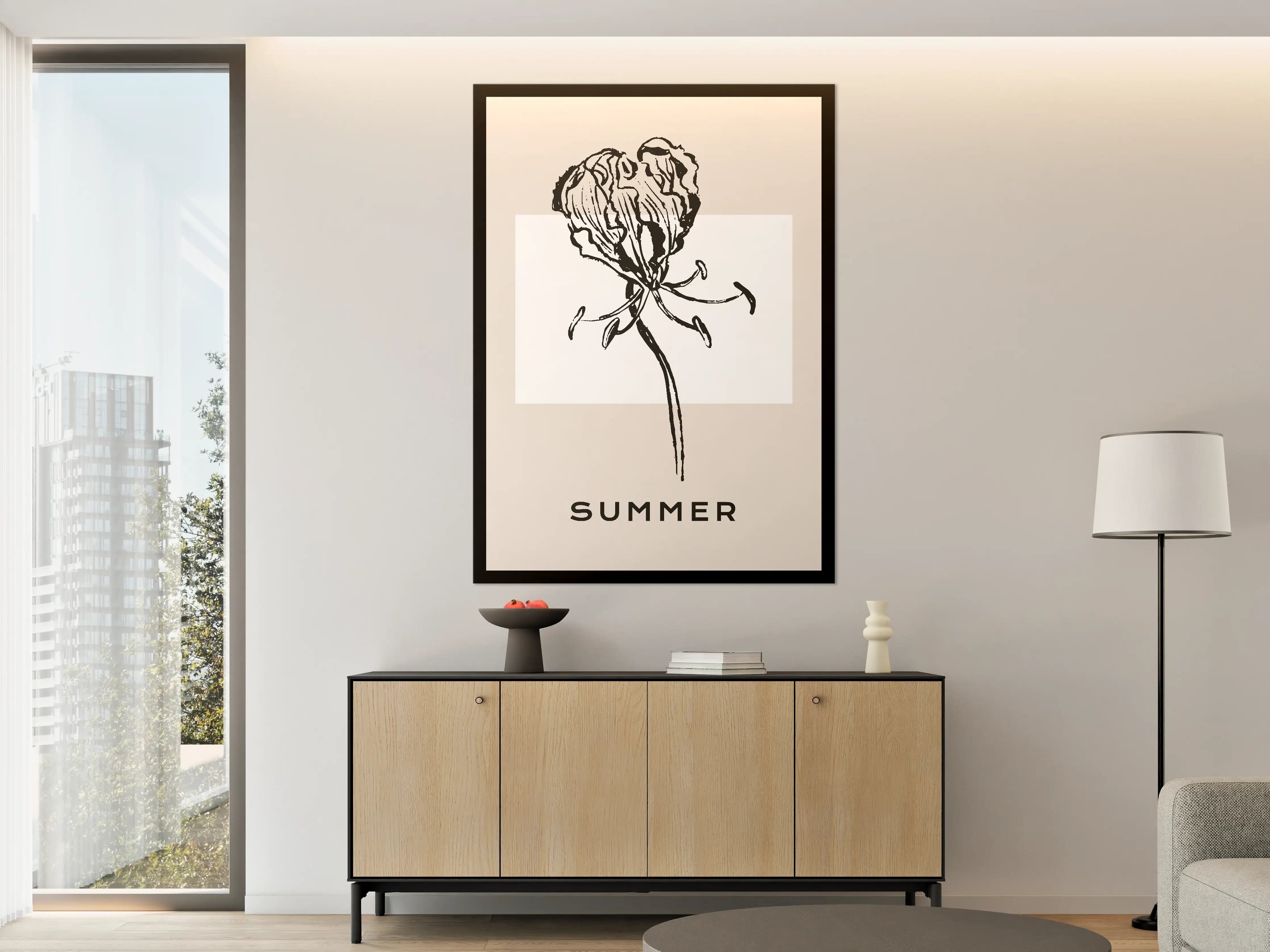 Große Wandbilder - Sommerliche Blumenzeichnung