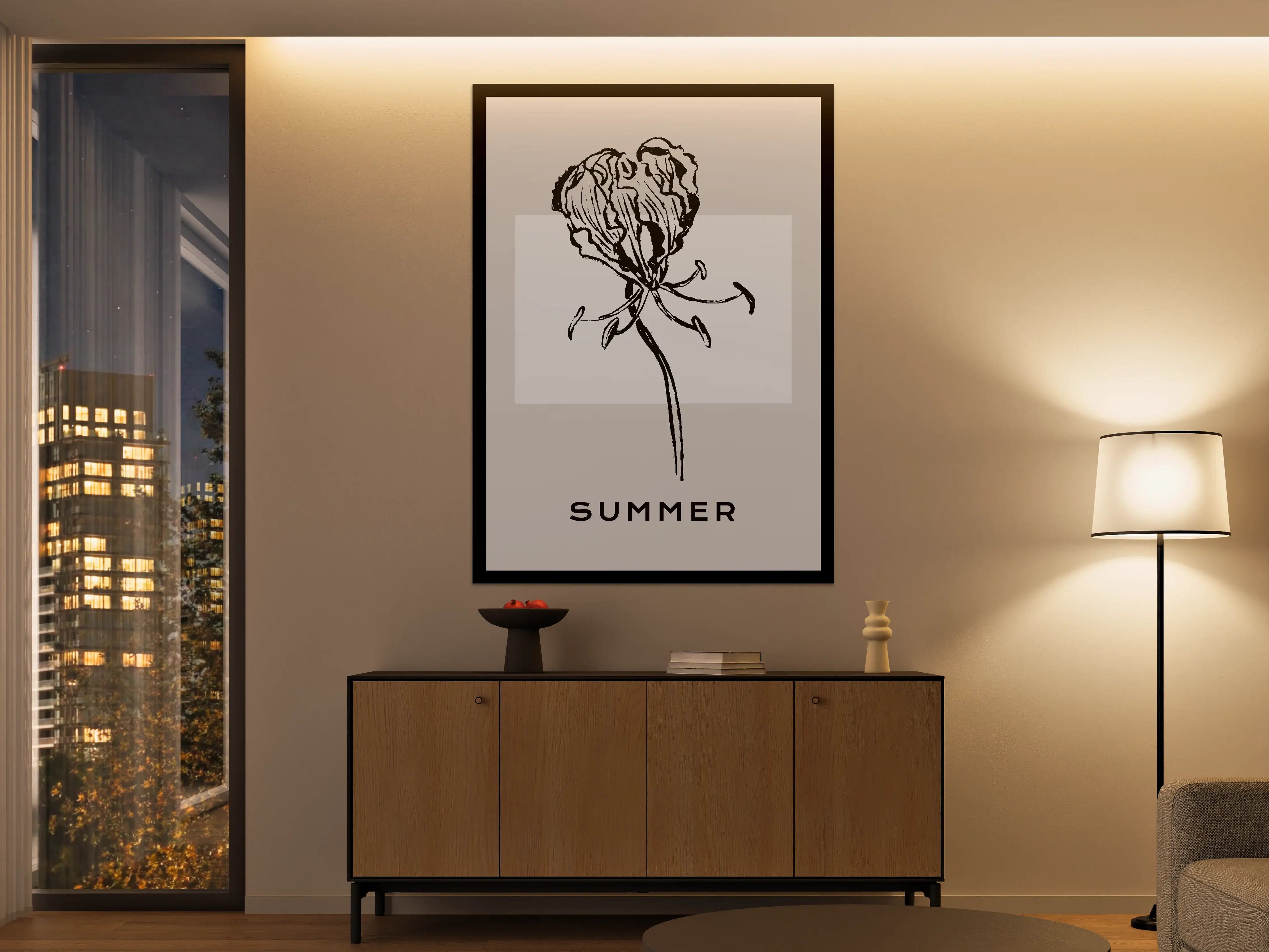 Große Wandbilder - Sommerliche Blumenzeichnung