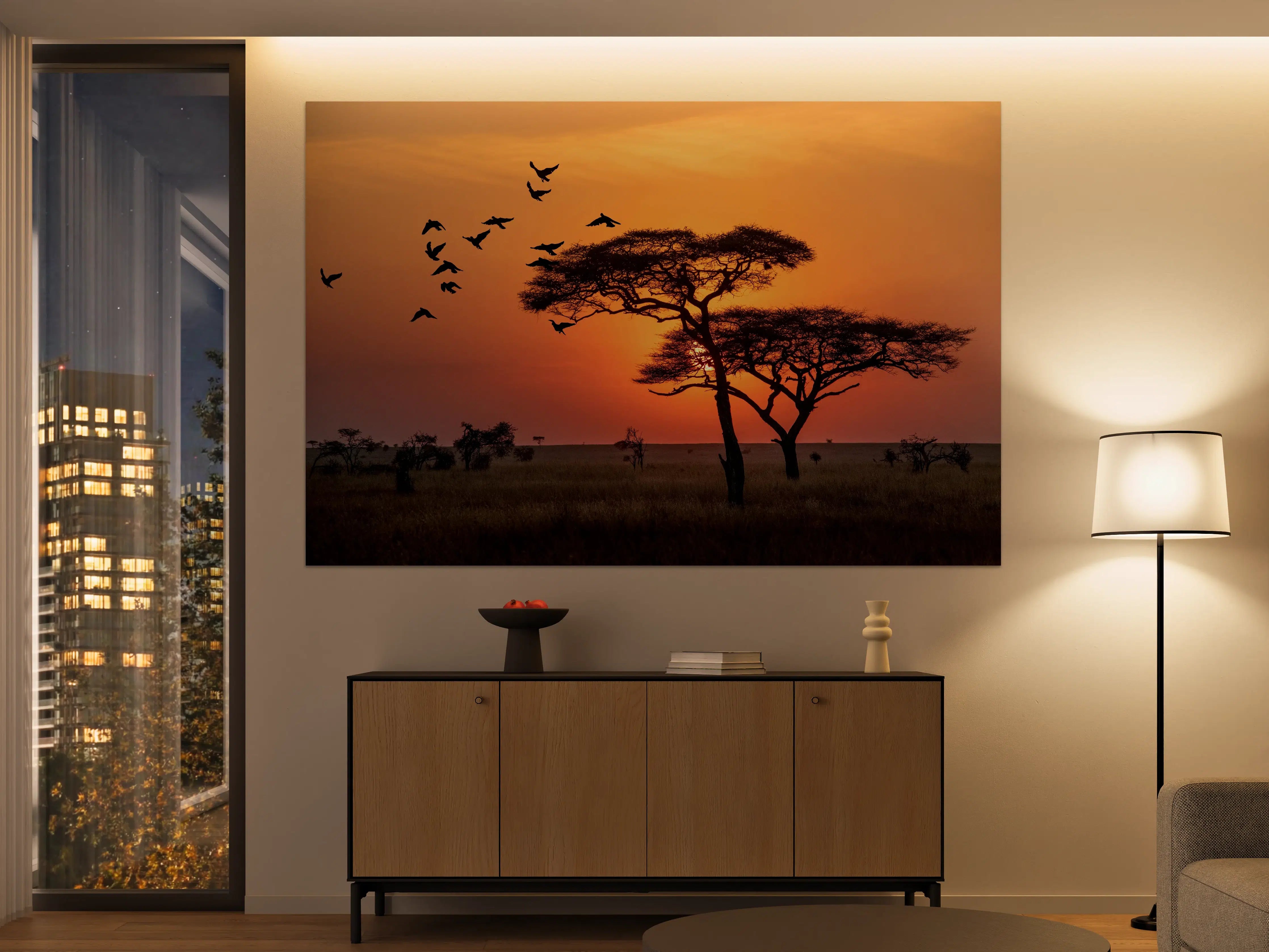 Große Wandbilder - Sonnenaufgang im Serengeti-Naturpark