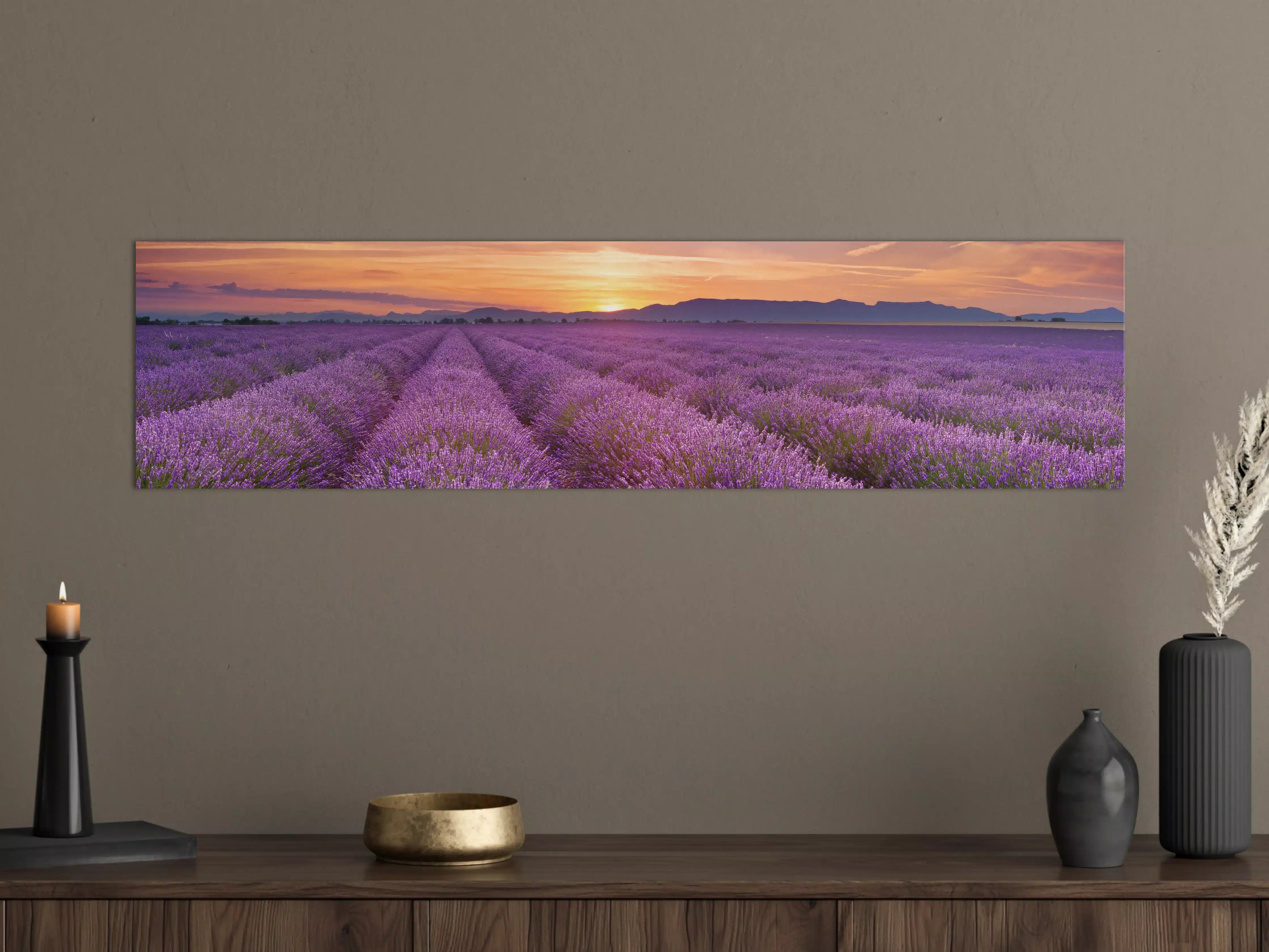 Große Wandbilder - Sonnenaufgang über Lavendelfelder - Provence
