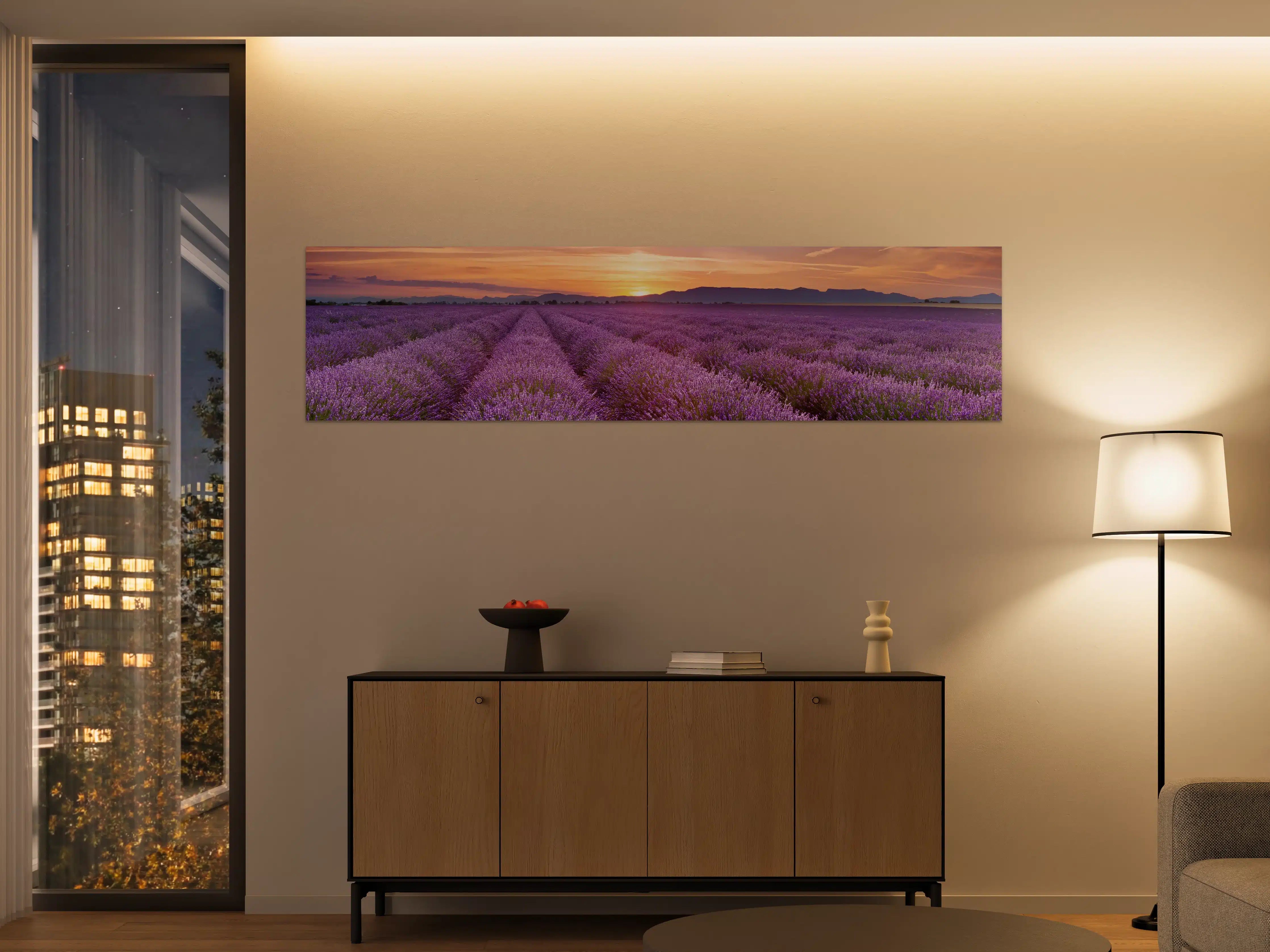 Große Wandbilder - Sonnenaufgang über Lavendelfelder - Provence