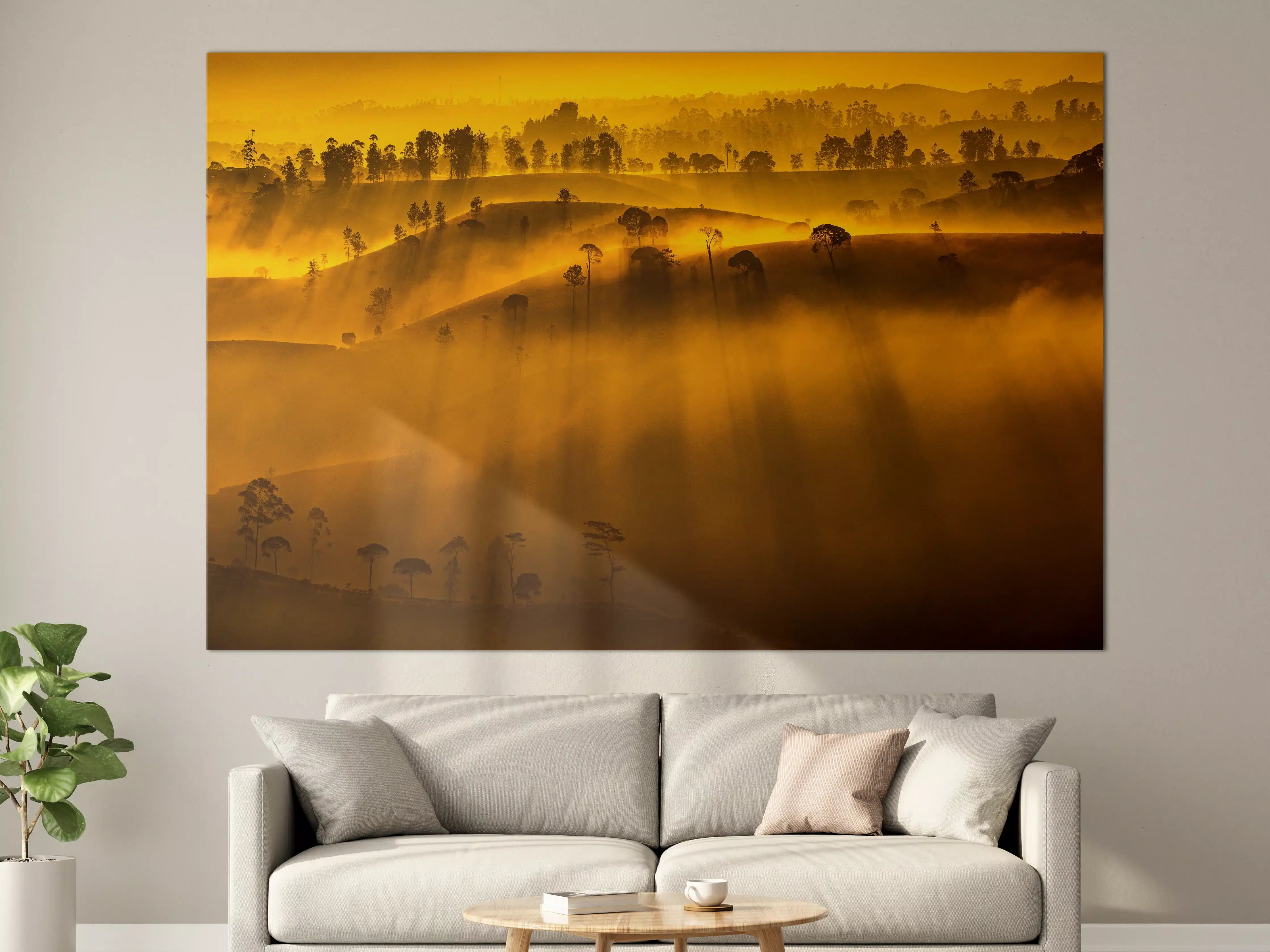 Große Wandbilder - Sonnenaufgang über dem goldenen Hügelland