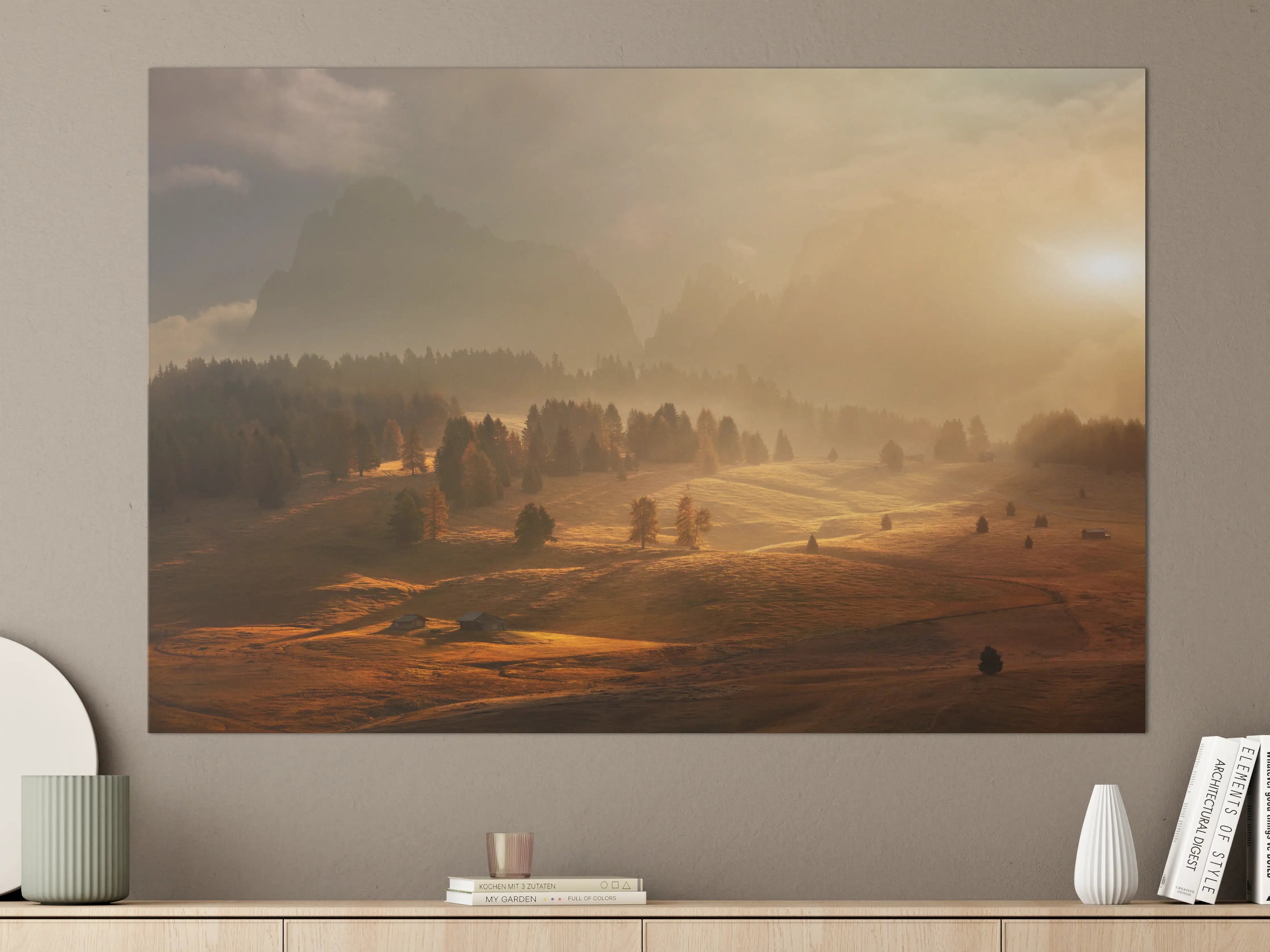 Große Wandbilder - Sonnenaufgang über einer Berglandschaft
