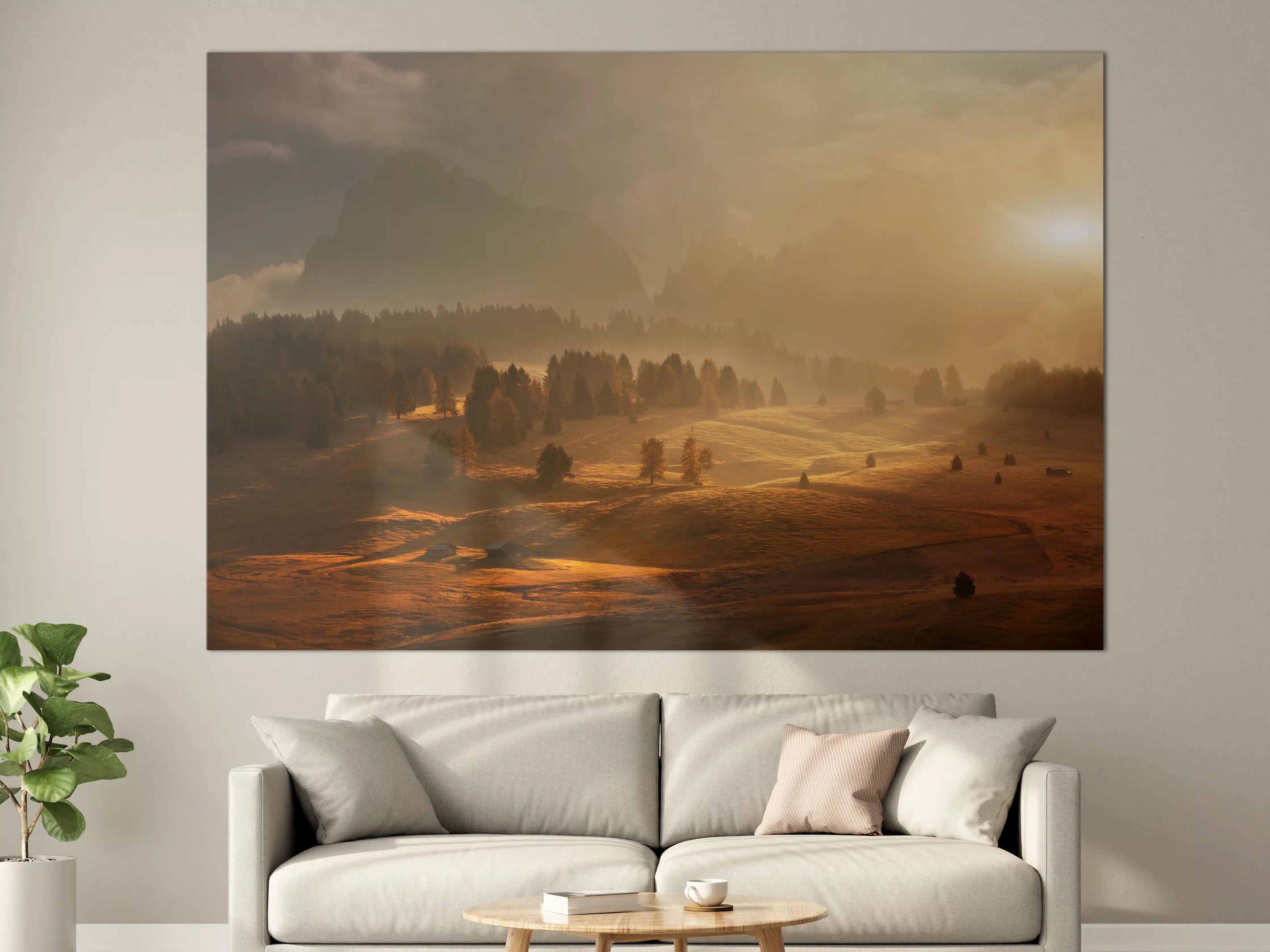 Große Wandbilder - Sonnenaufgang über einer Berglandschaft