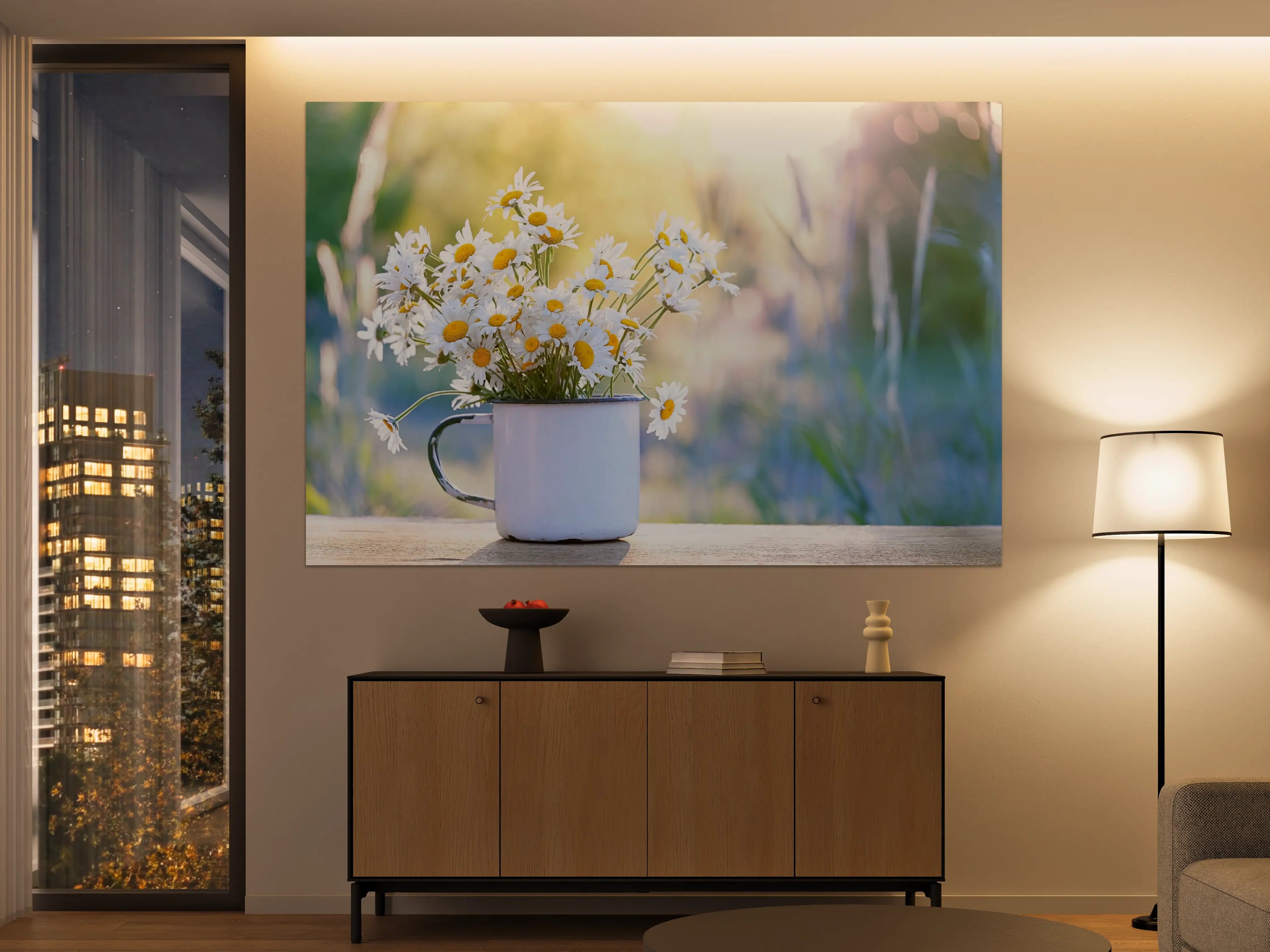 Große Wandbilder - Sonnenbeschienene Gänseblümchen