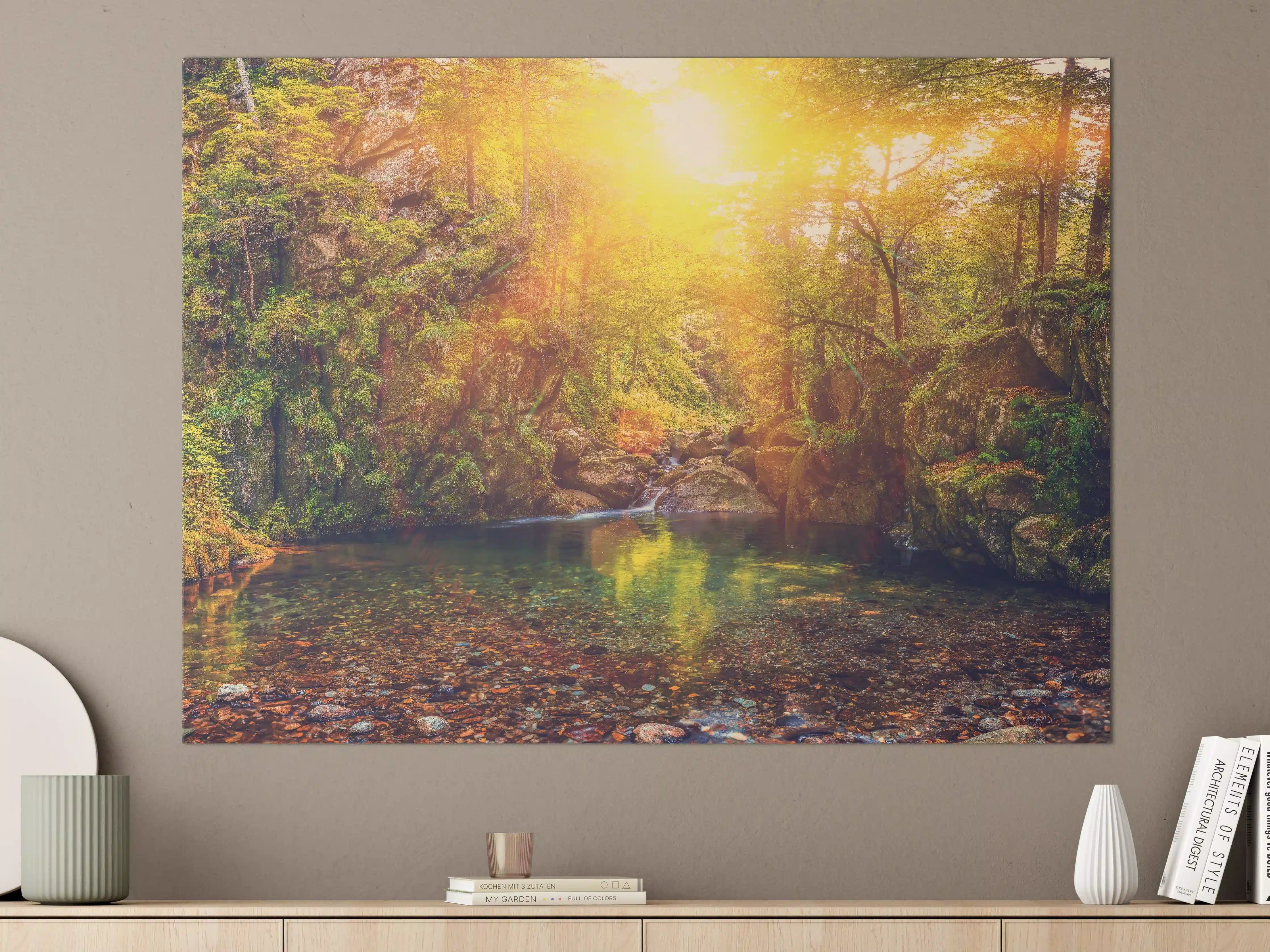 Große Wandbilder - Sonnenbeschienener Waldsee