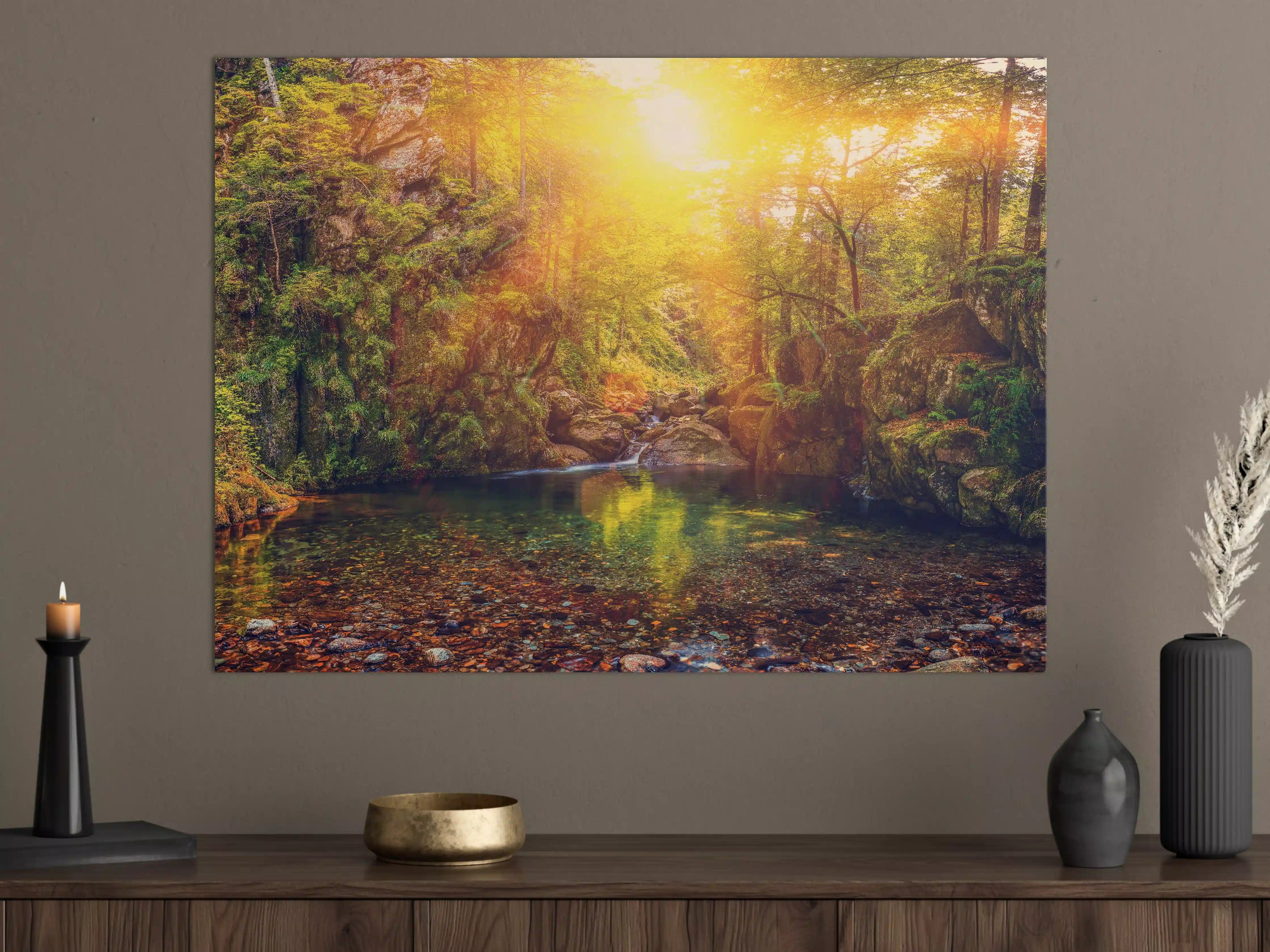 Große Wandbilder - Sonnenbeschienener Waldsee