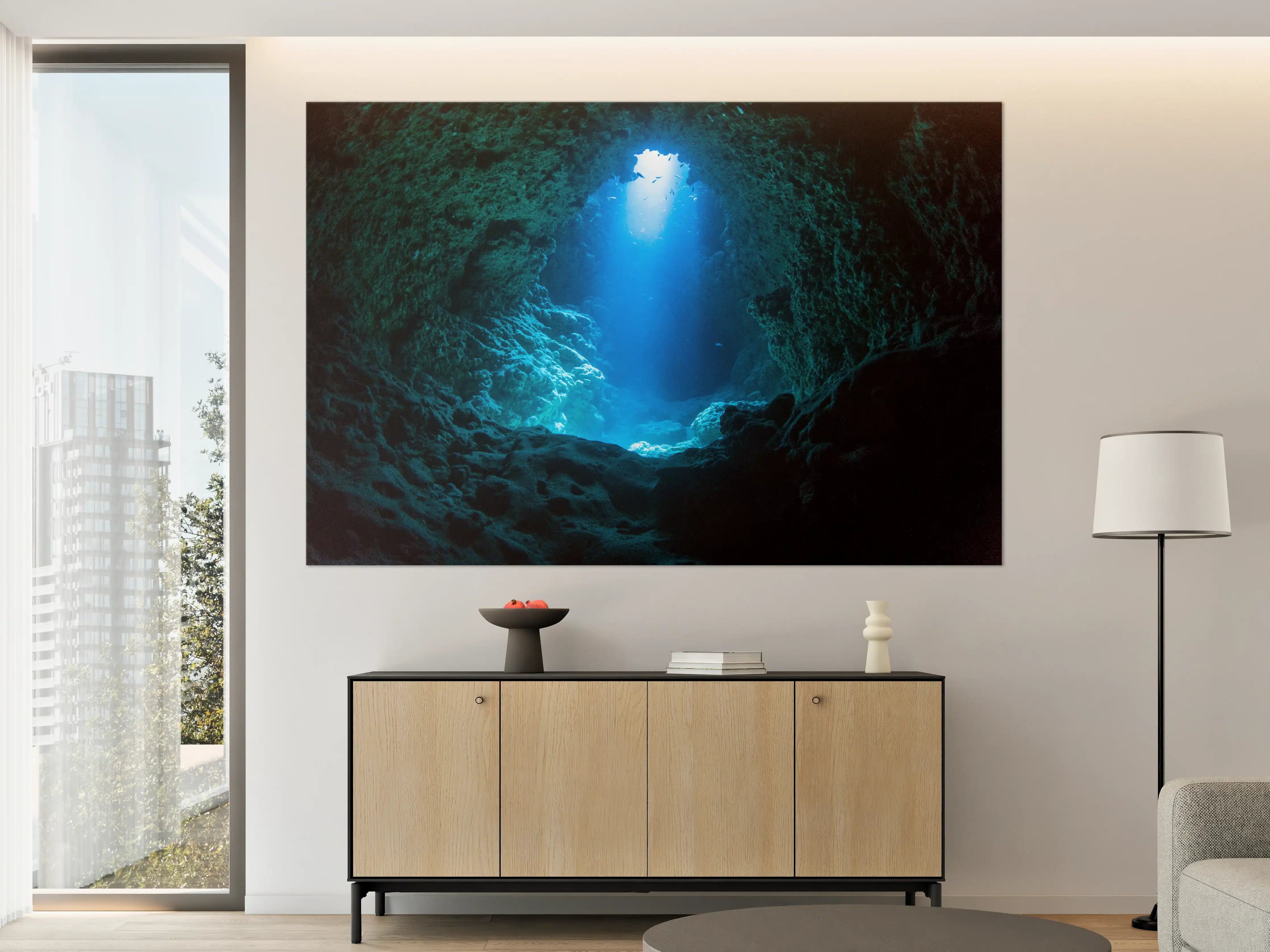 Große Wandbilder - Sonnenstrahl in die Unterwasserhöhle