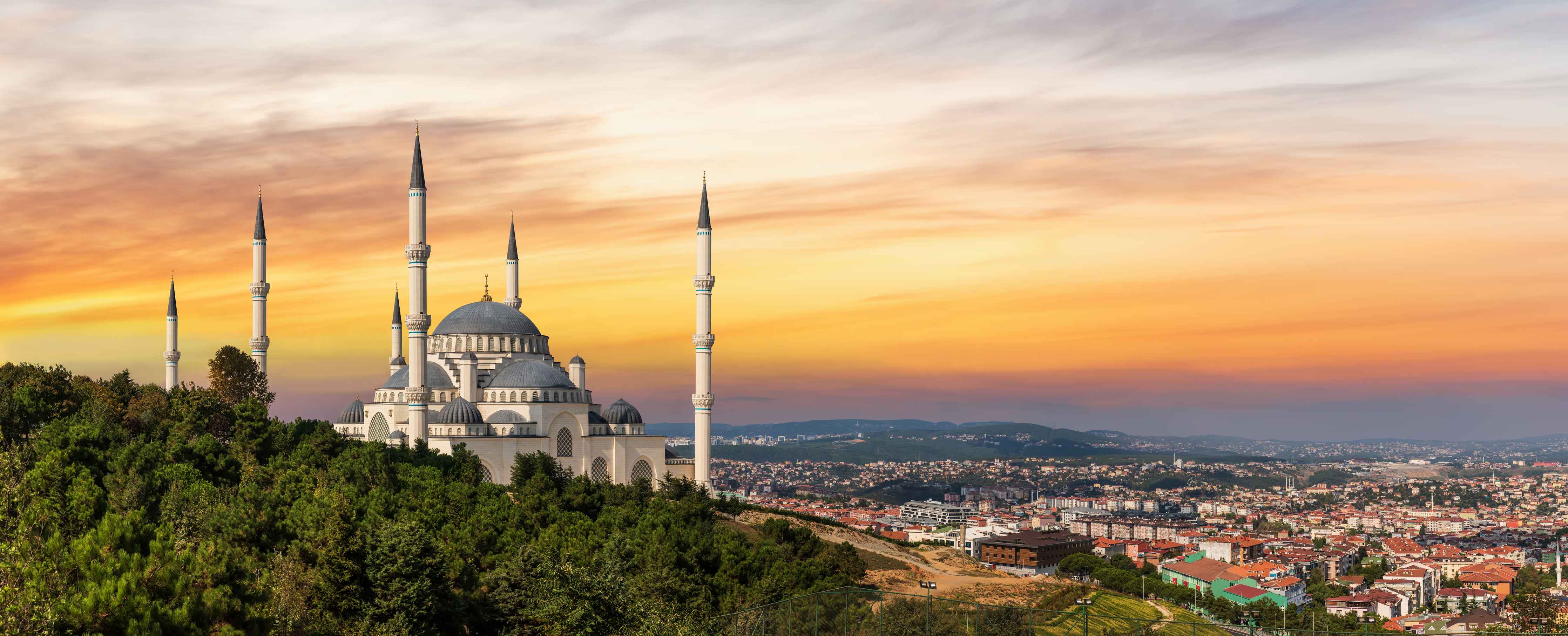 Große Wandbilder-Sonnenuntergang Camlica-Moschee in Istanbul
