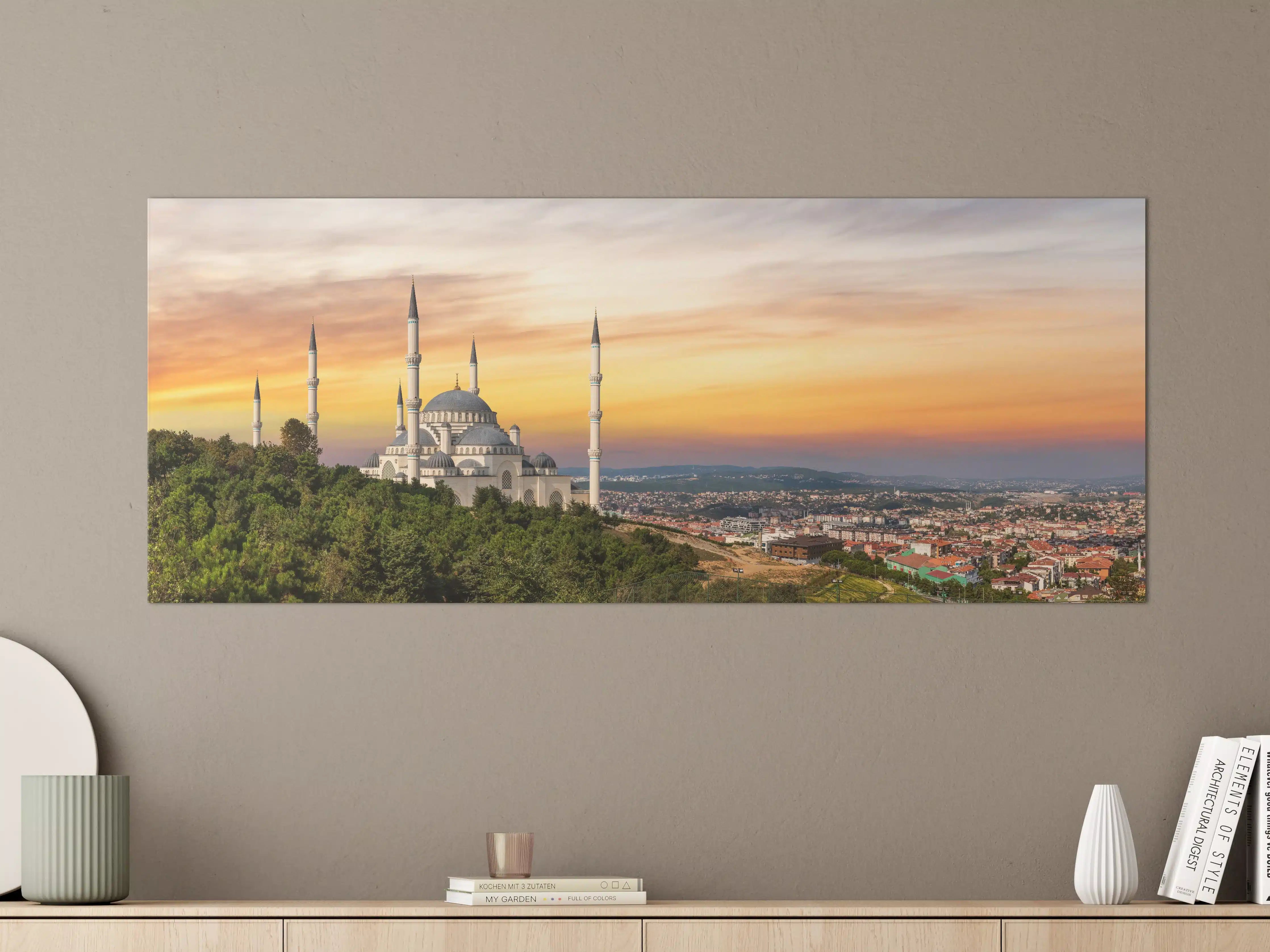 Große Wandbilder - Sonnenuntergang Camlica-Moschee in Istanbul