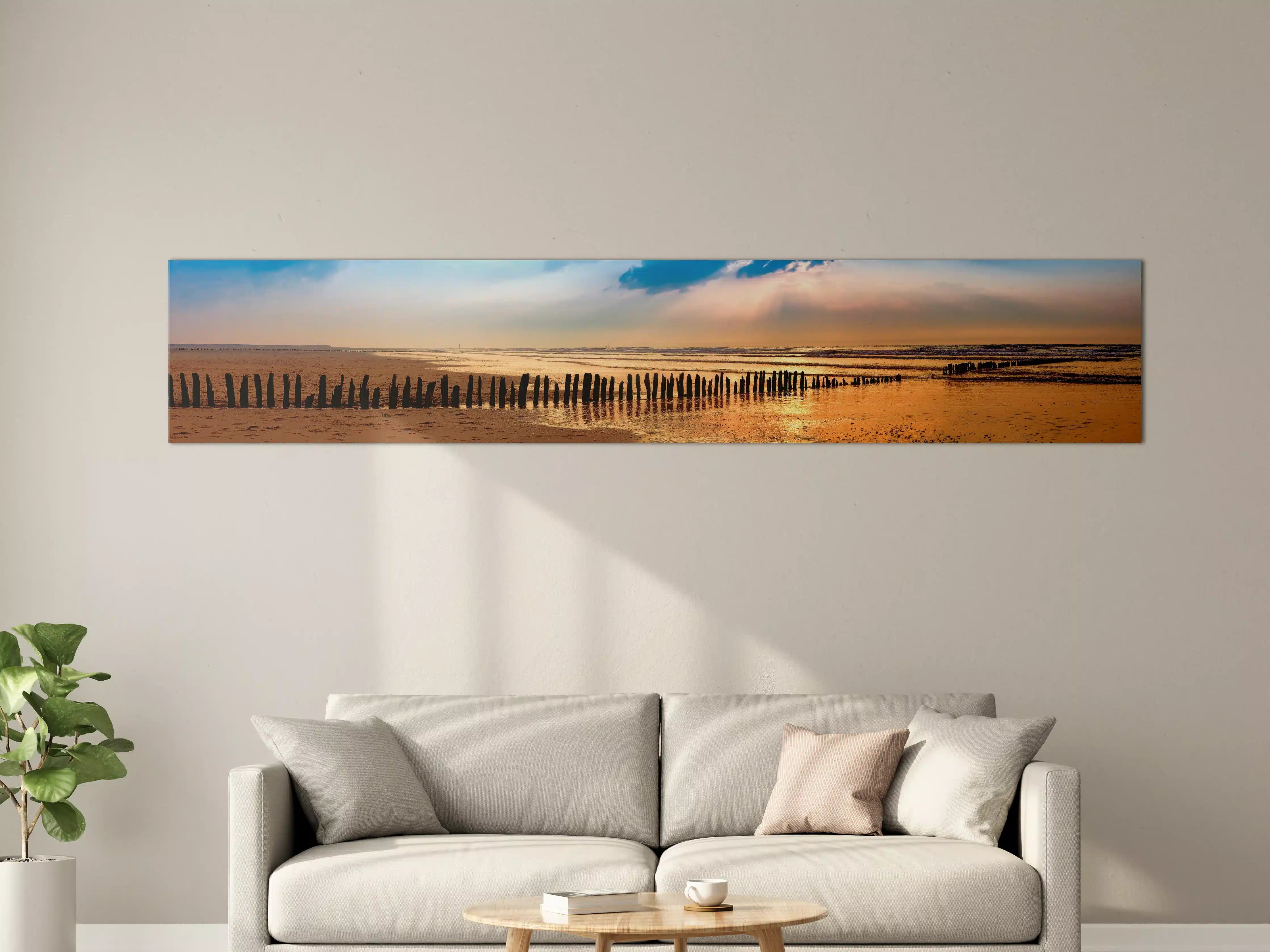 Große Wandbilder - Sonnenuntergang am Meer mit Himmel in warmen Tönen