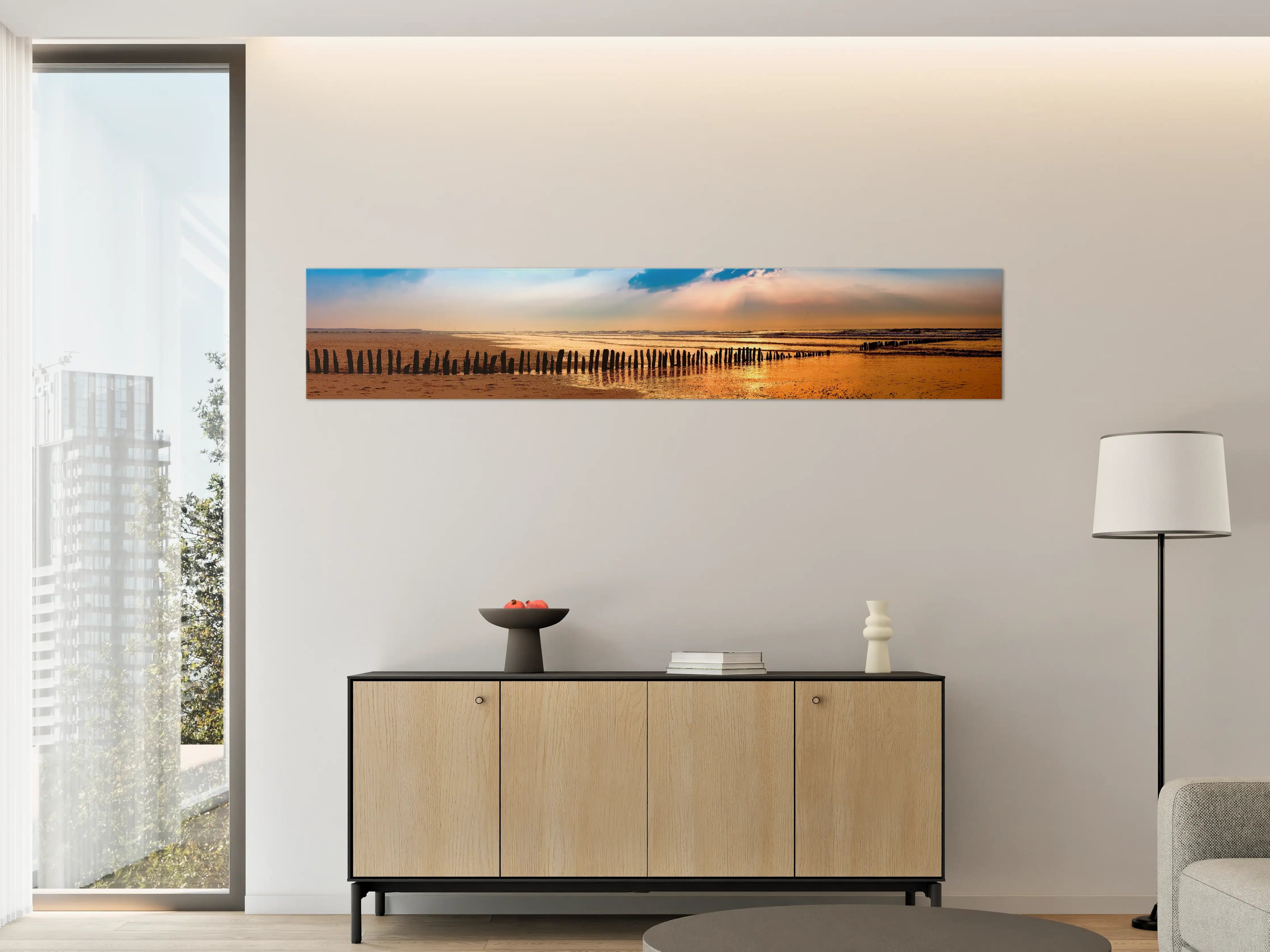 Große Wandbilder - Sonnenuntergang am Meer mit Himmel in warmen Tönen