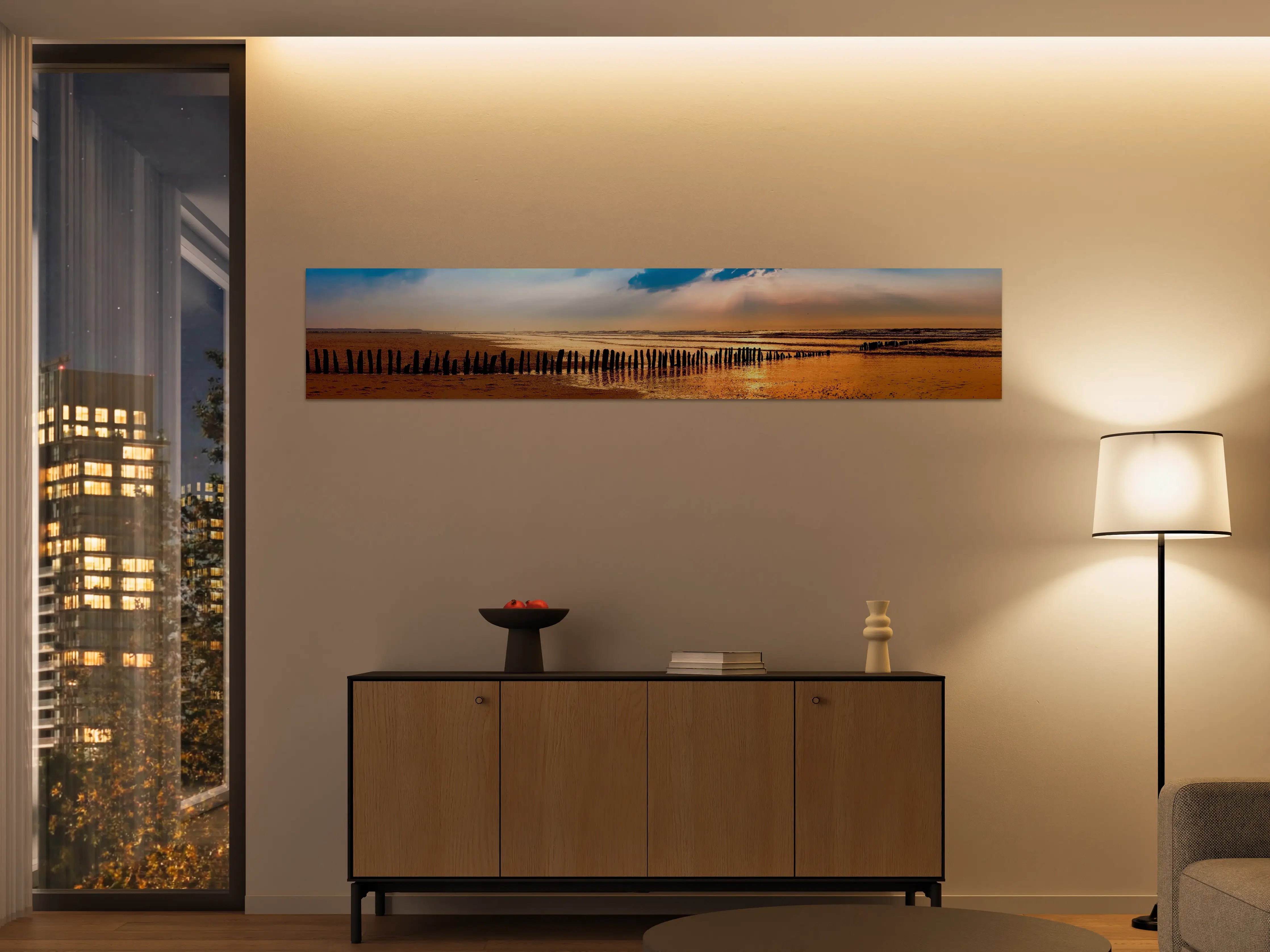 Große Wandbilder - Sonnenuntergang am Meer mit Himmel in warmen Tönen