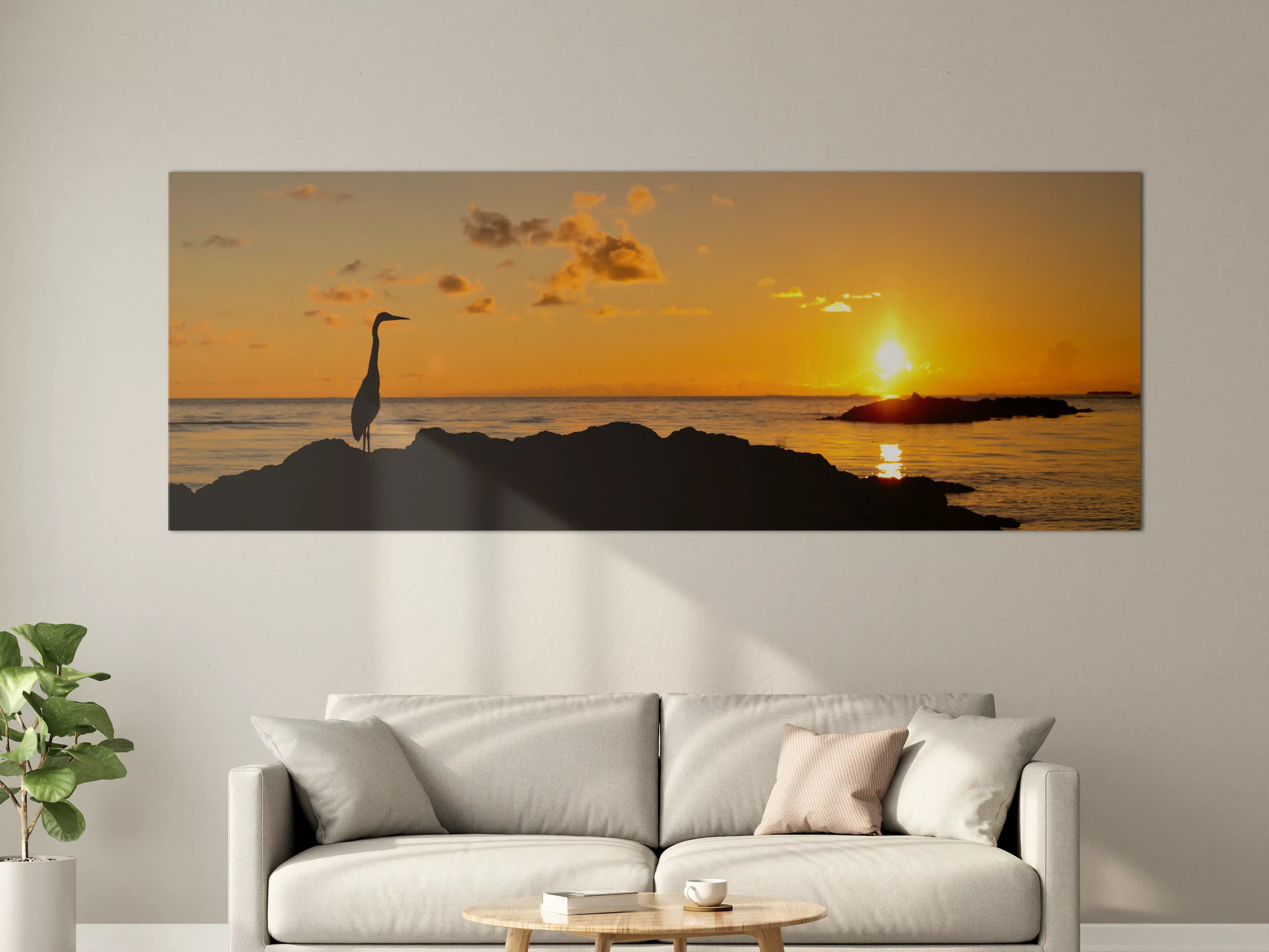 Große Wandbilder - Sonnenuntergang am Strand mit Krabbe