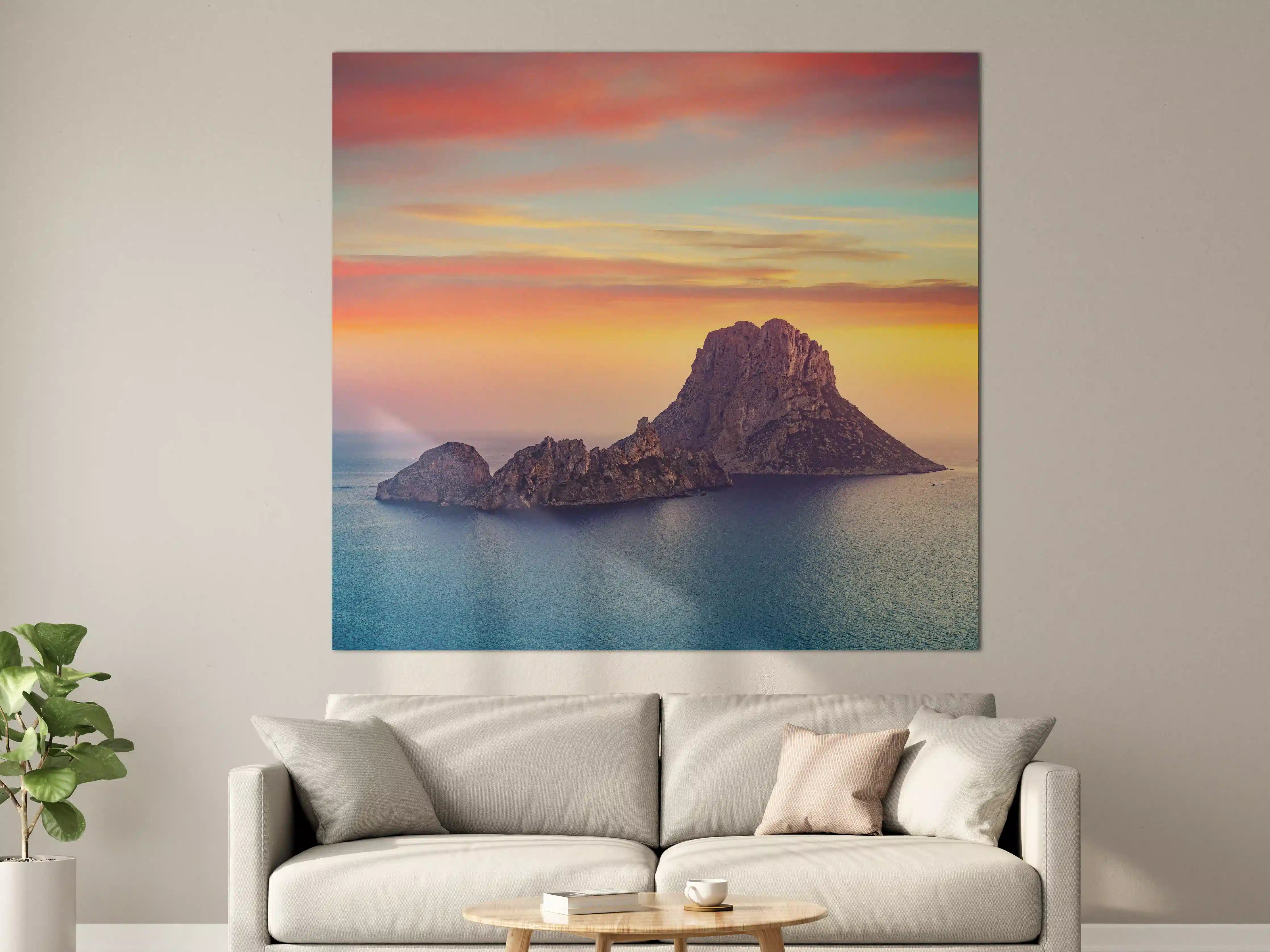 Große Wandbilder - Sonnenuntergang auf der Insel Es Vedra auf den Balearen