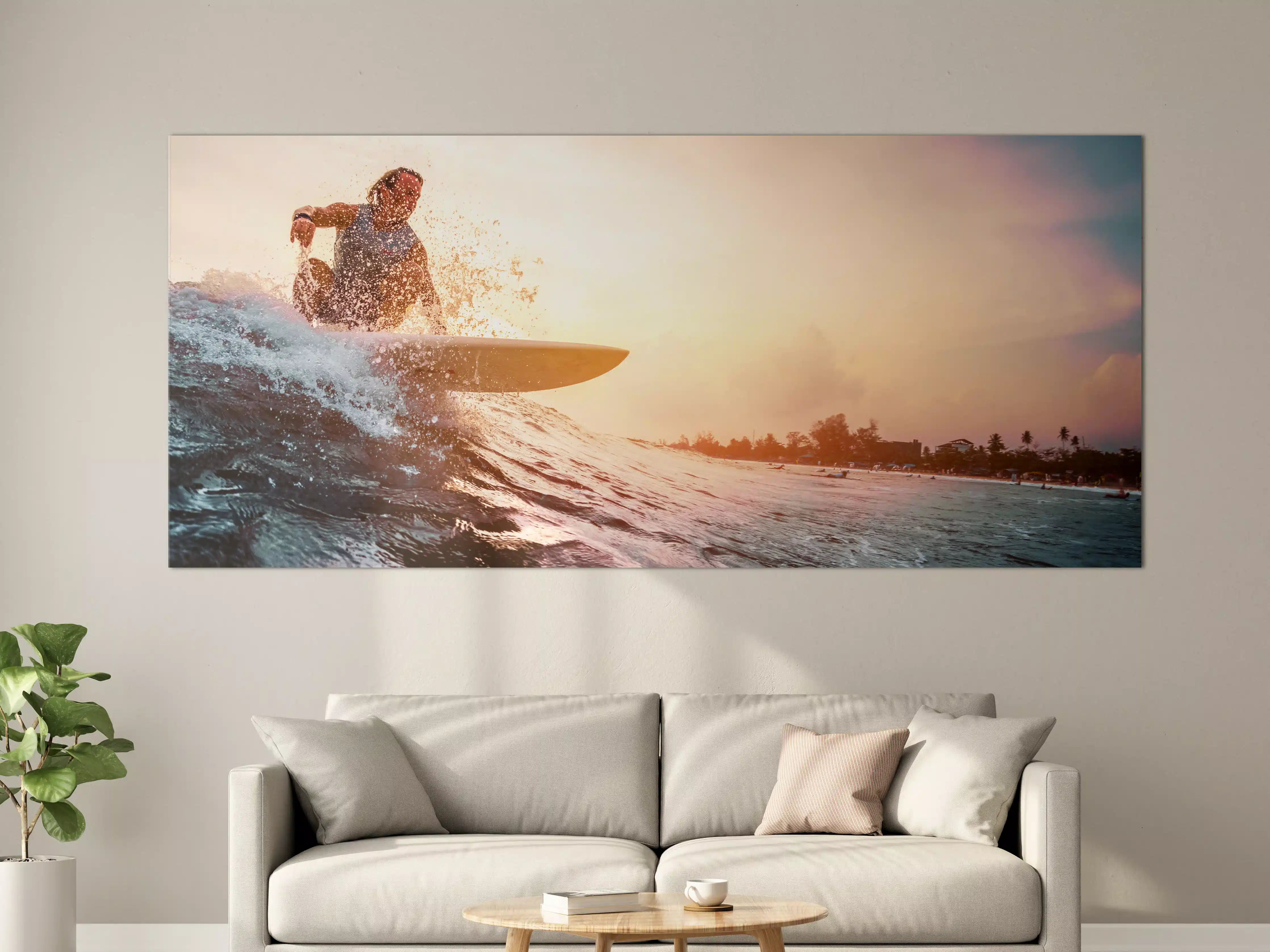 Große Wandbilder - Sonnenuntergang beim Surfen