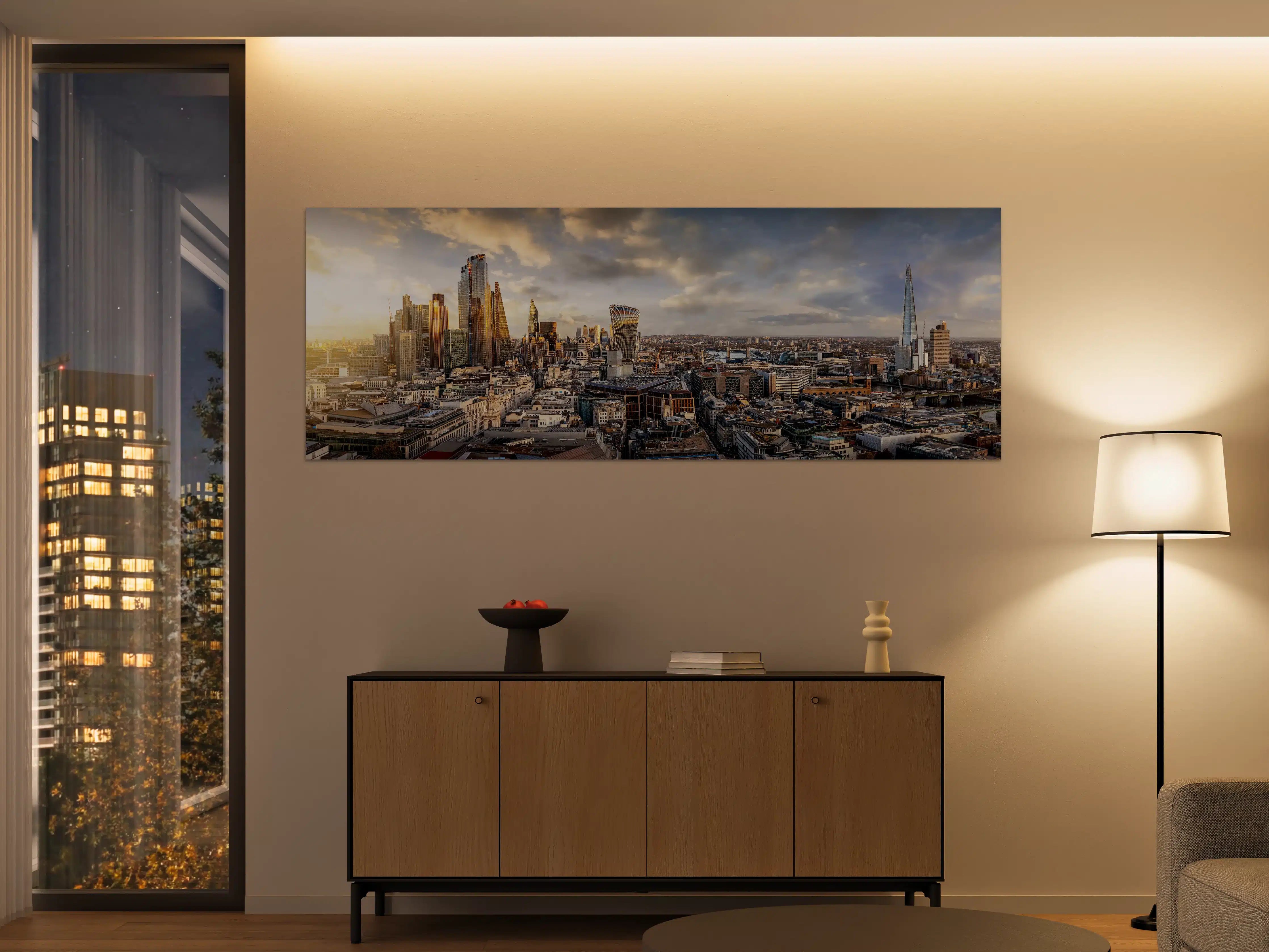 Große Wandbilder - Sonnenuntergang hinter Londoner Skyline