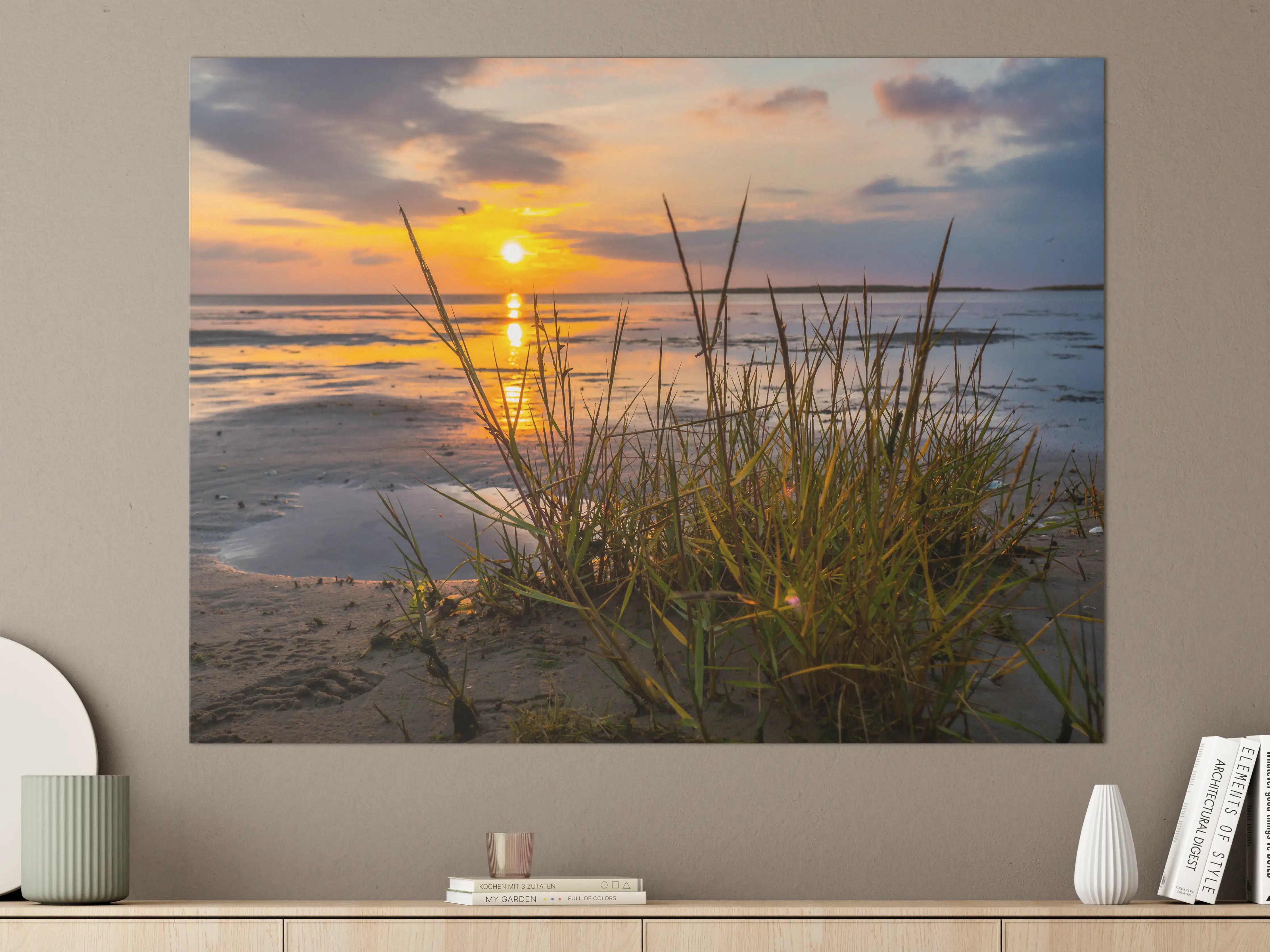 Große Wandbilder - Sonnenuntergang im Wattenmeer an der Nordsee