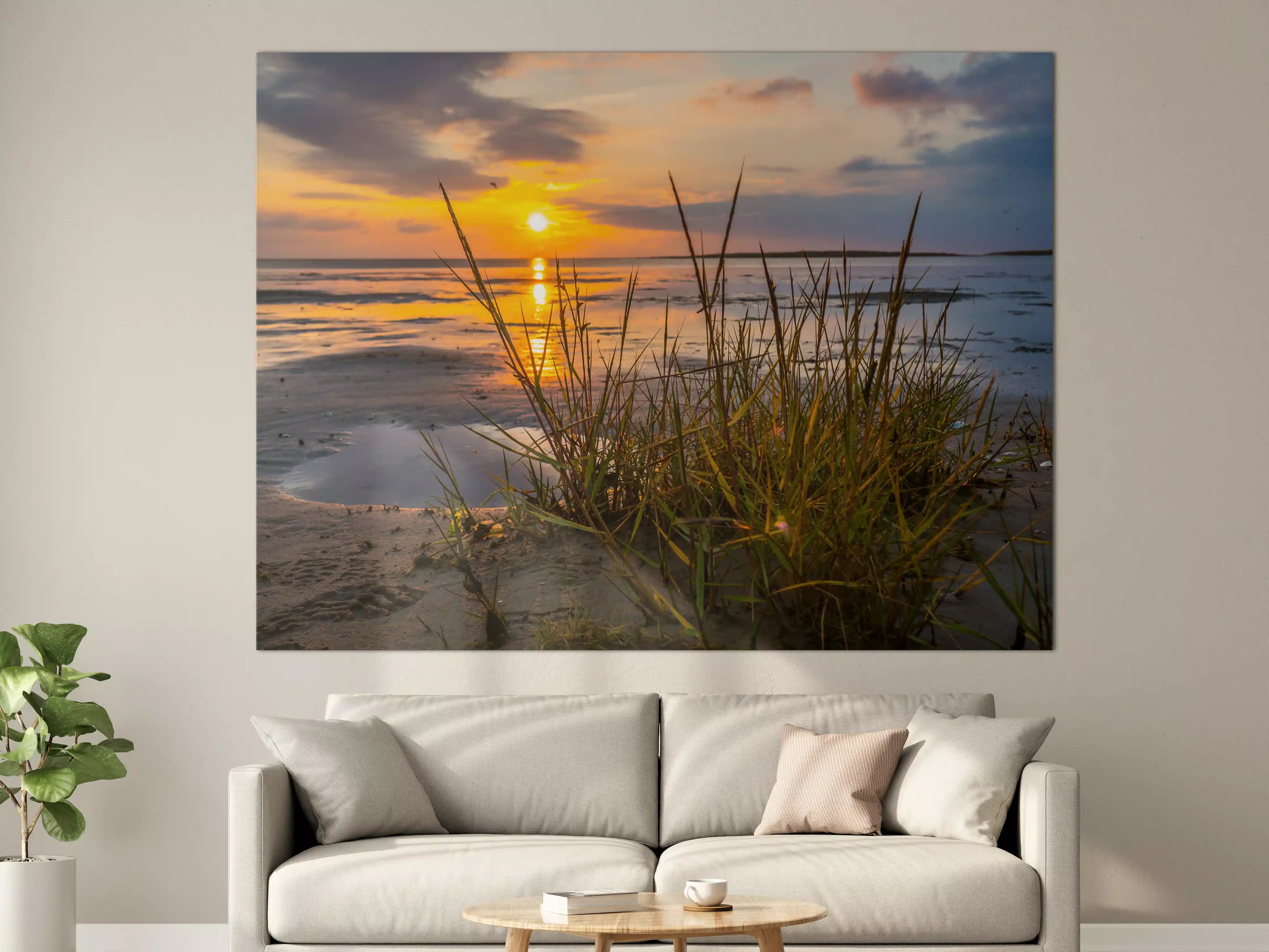 Große Wandbilder - Sonnenuntergang im Wattenmeer an der Nordsee