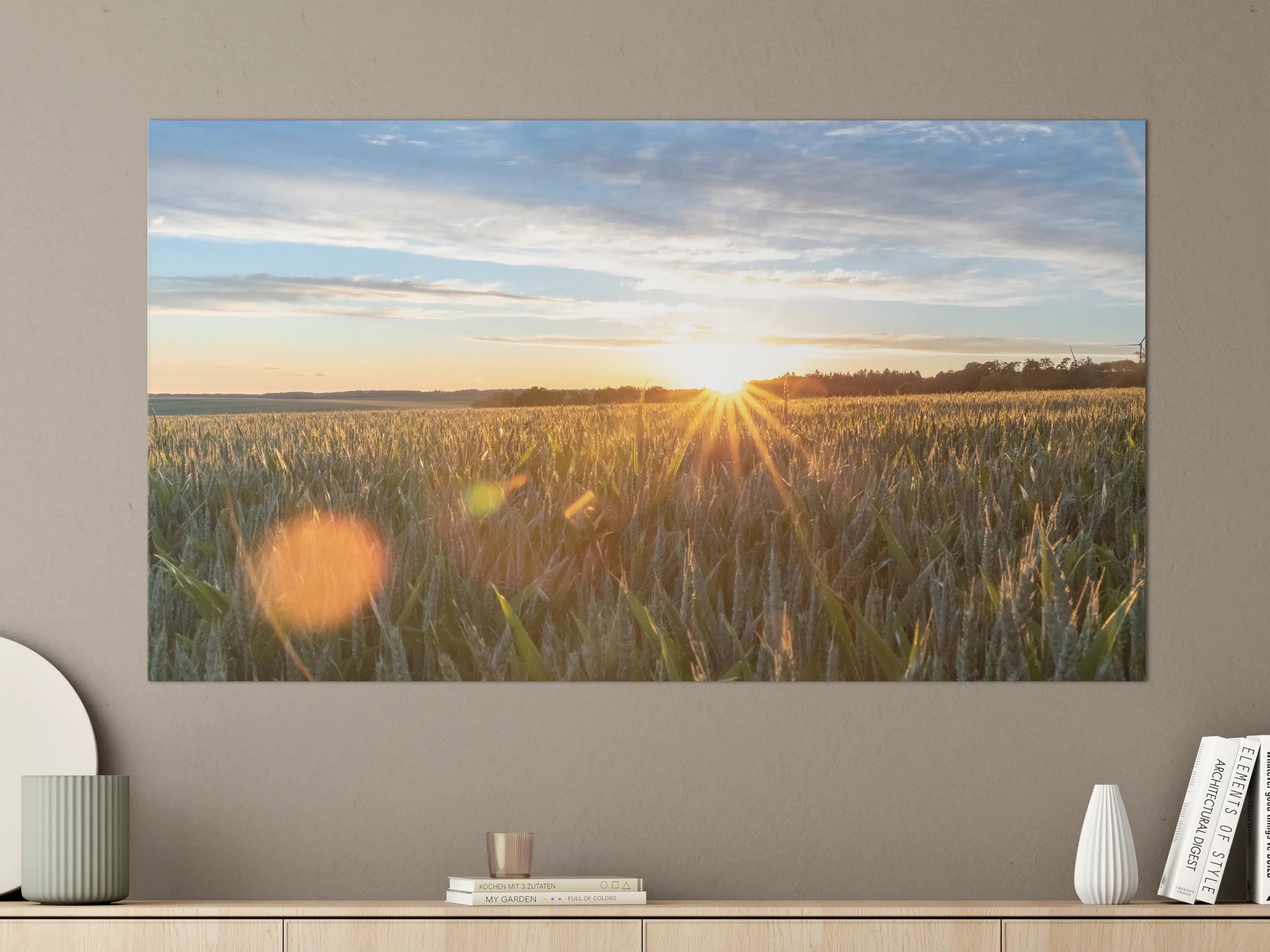Große Wandbilder - Sonnenuntergang über einem Kornfeld