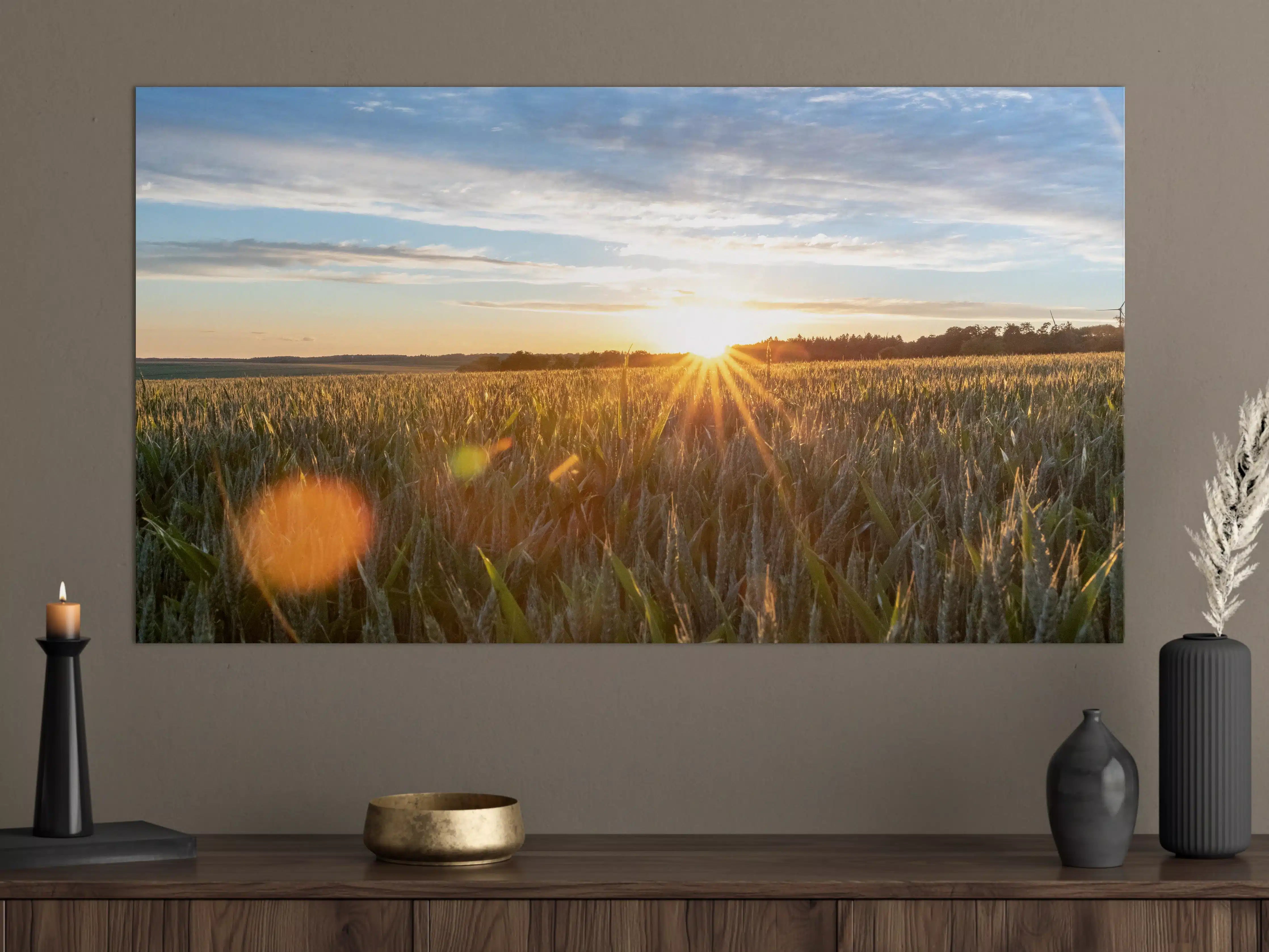 Große Wandbilder - Sonnenuntergang über einem Kornfeld