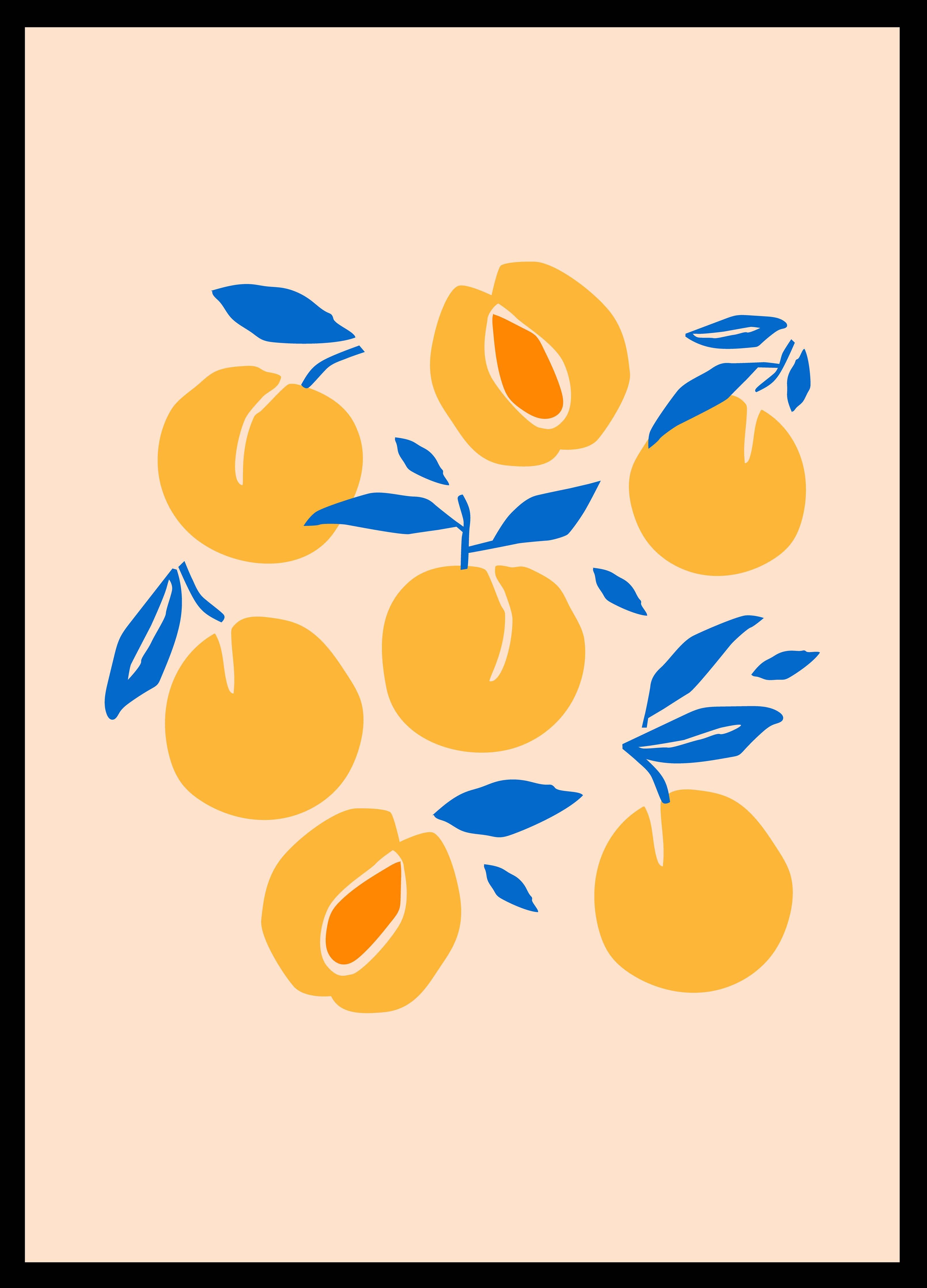 Große Wandbilder-Sonnige Orangen mit blauen Akzenten
