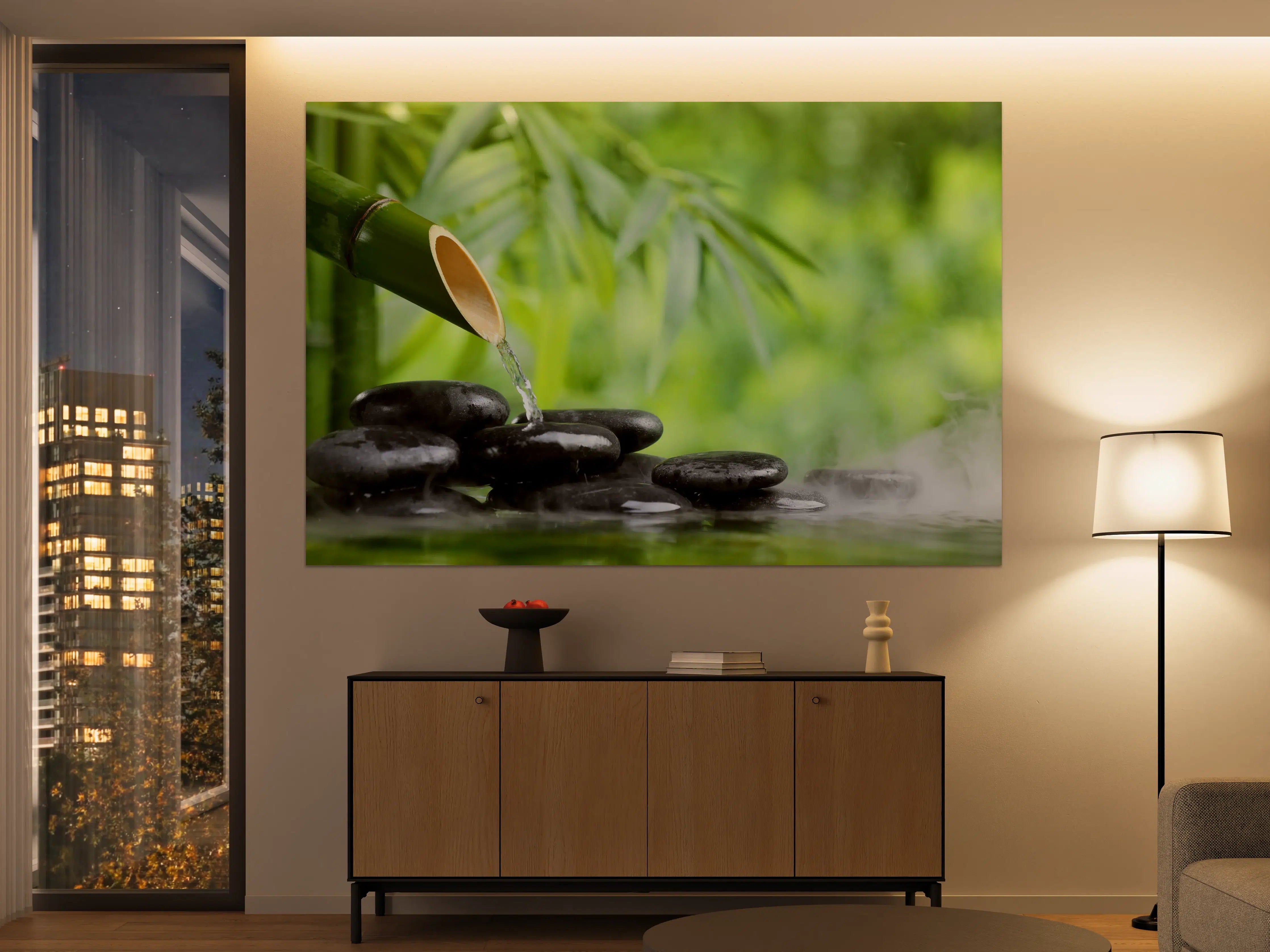 Große Wandbilder - Spa-Stillleben mit Bambusbrunnen