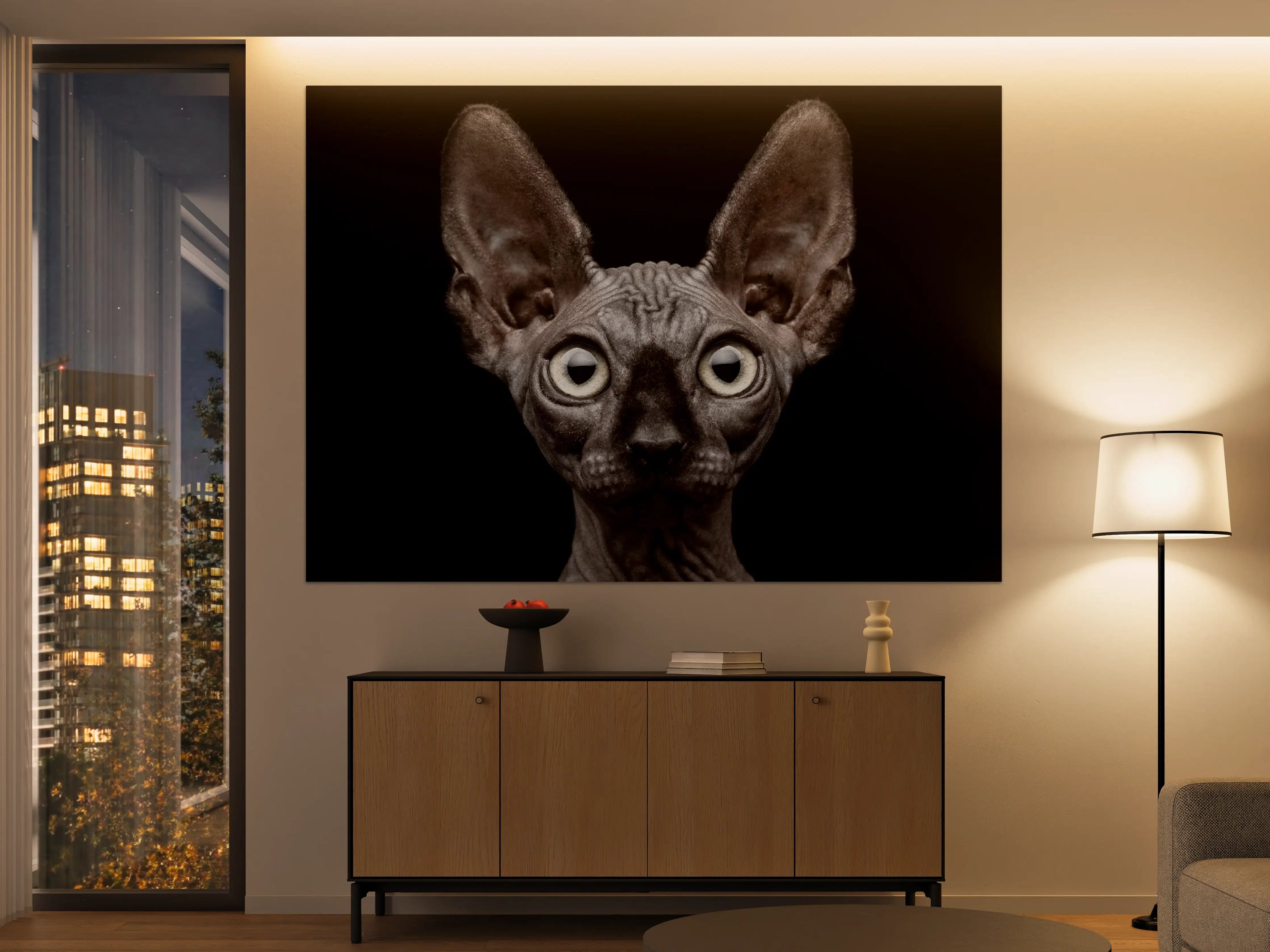 Große Wandbilder - Sphynx-Katzenkopf mit großen Ohren