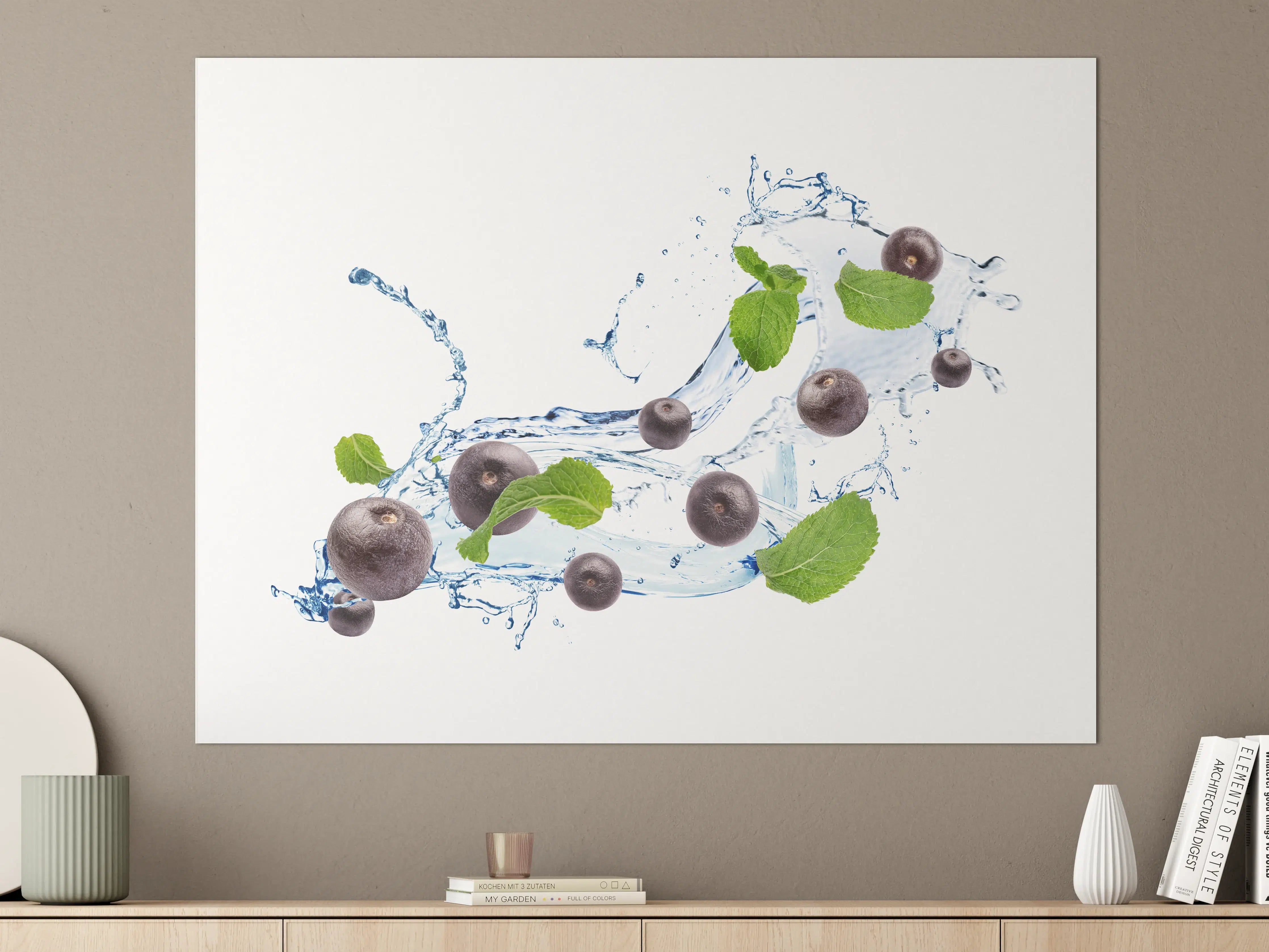 Große Wandbilder - Spritzige Blaubeeren