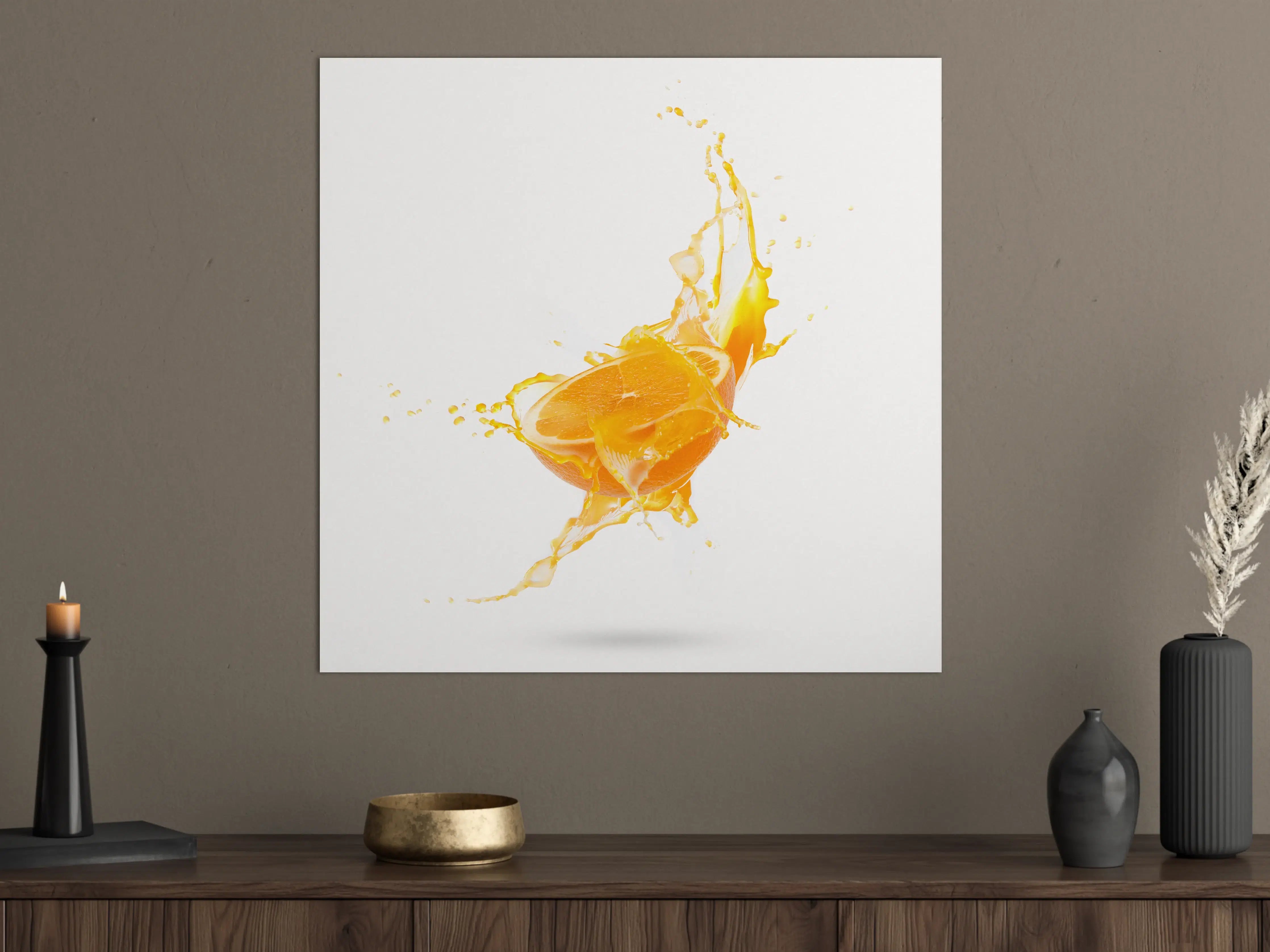 Große Wandbilder - Spritzige Orangen-Hälfte