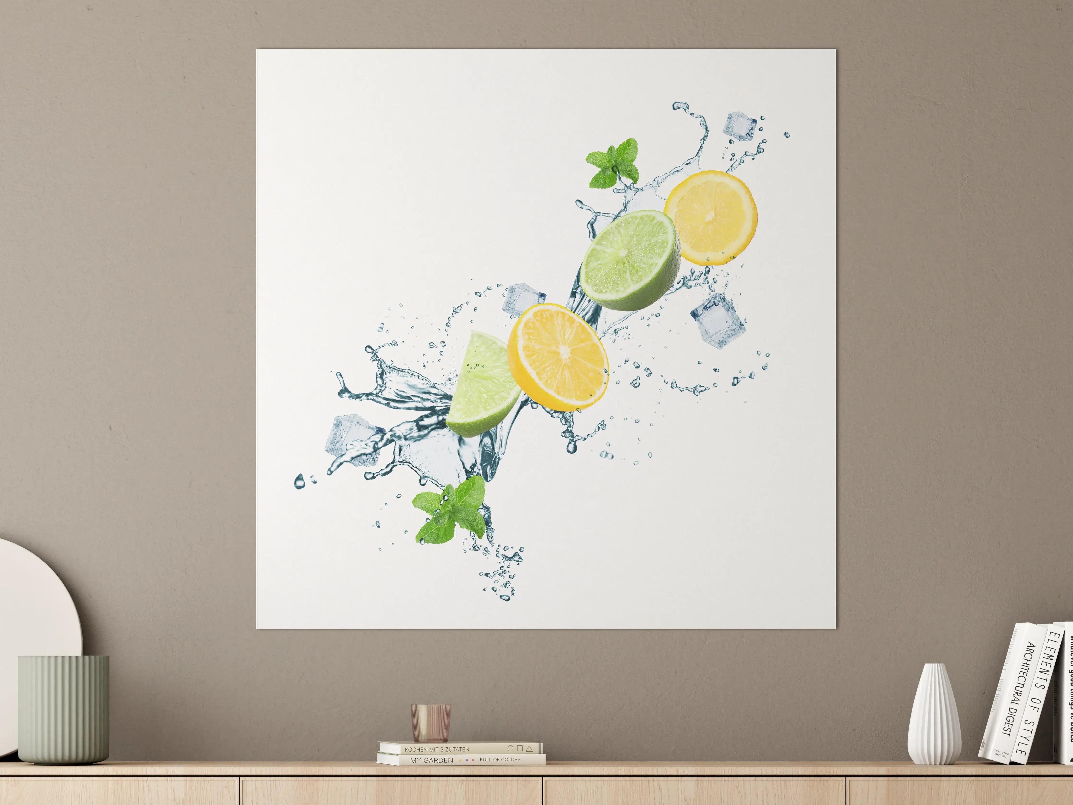 Große Wandbilder - Spritzige Zitrusfrüchte mit Eis