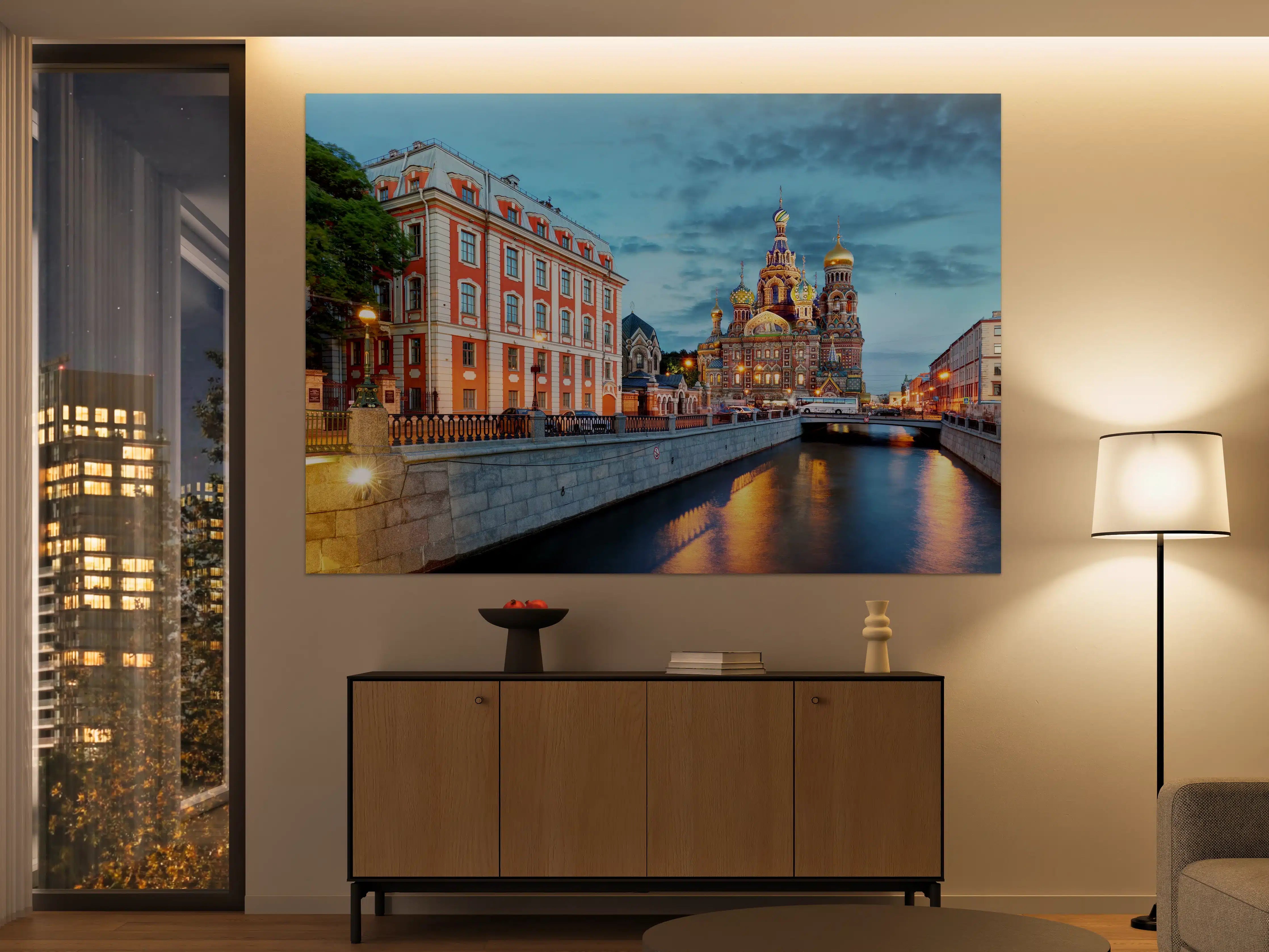 Große Wandbilder - St. Petersburg Blutskirche bei Nacht