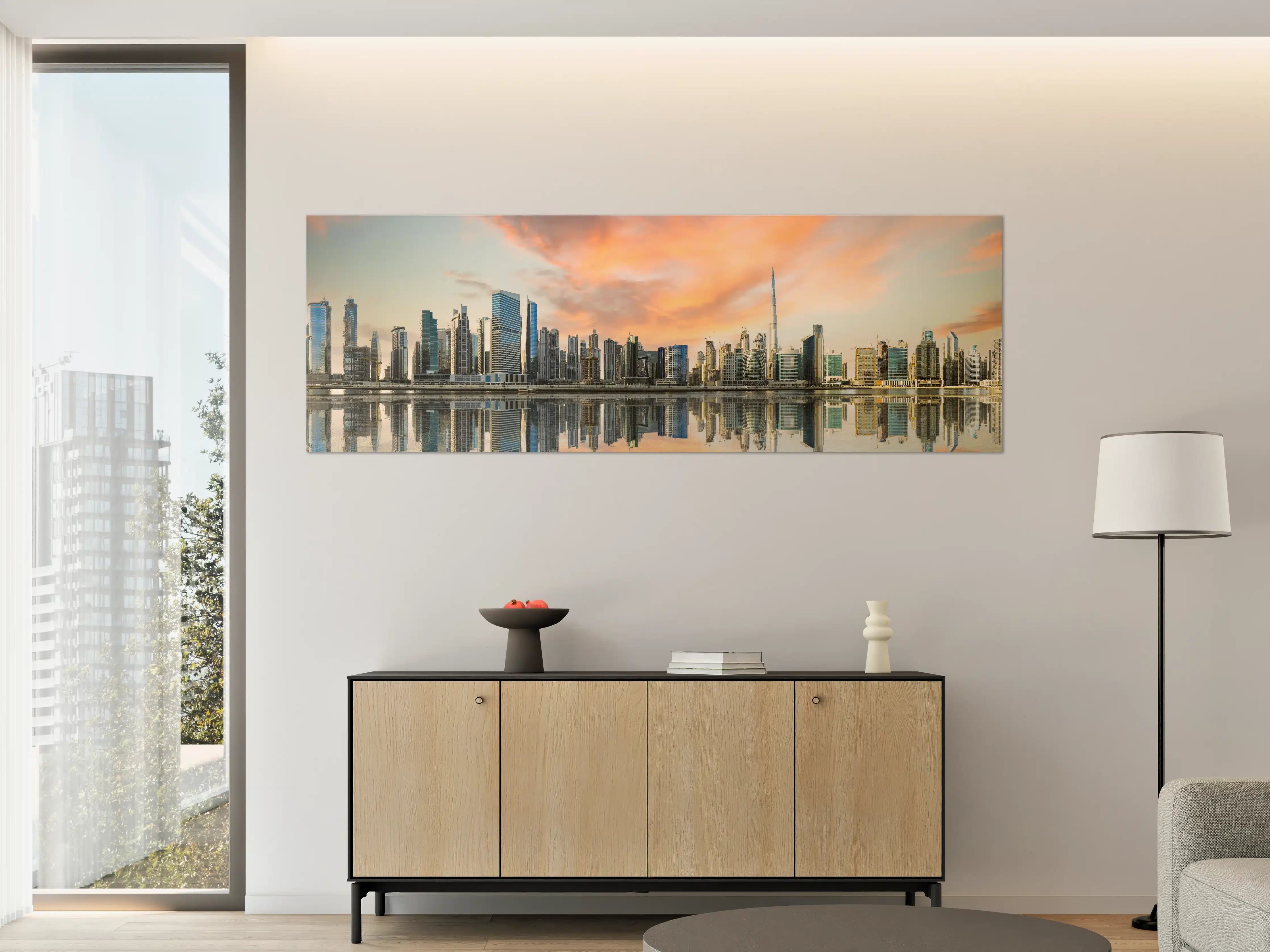 Große Wandbilder - Stadt-Skyline im Abendrot