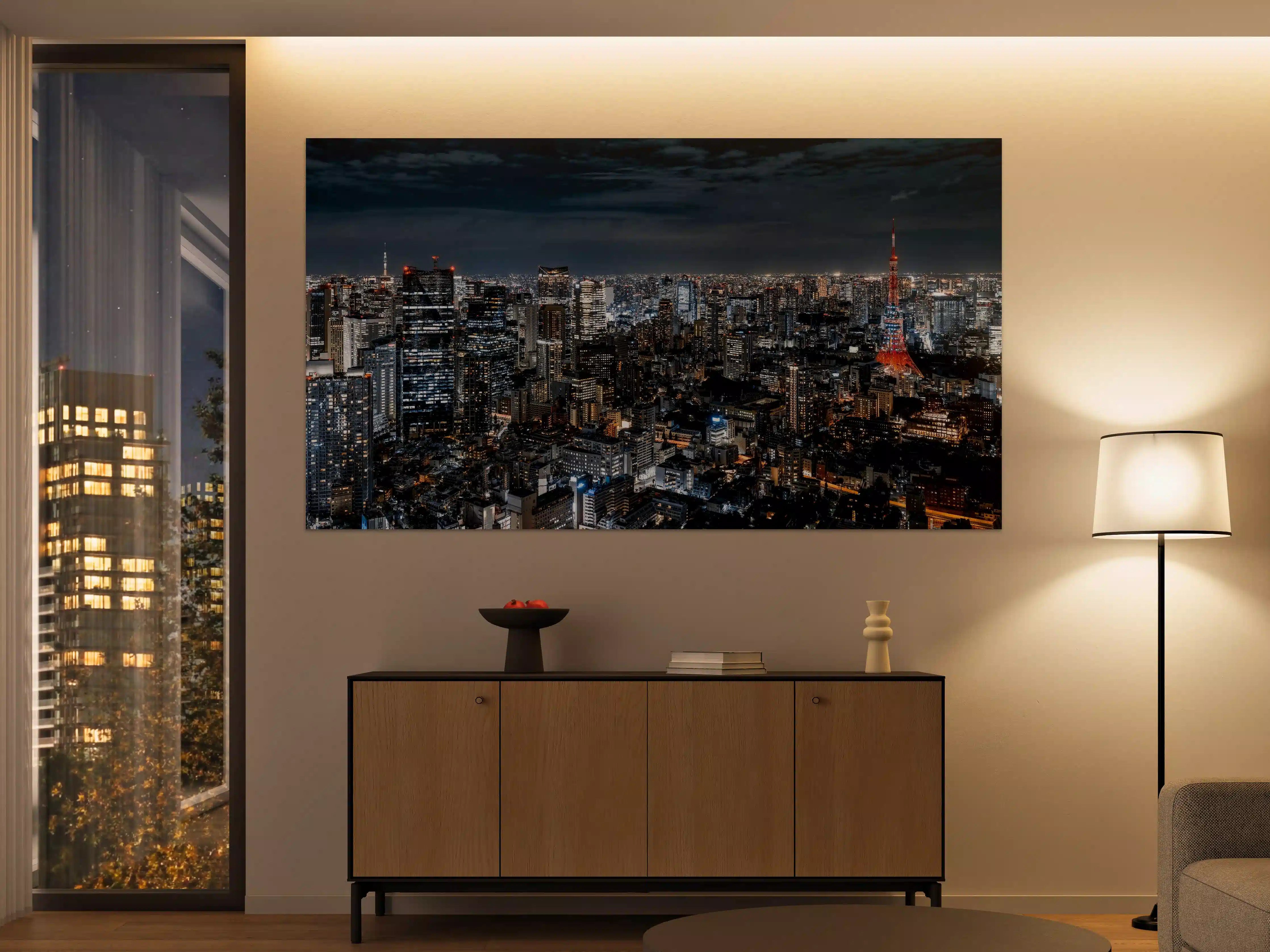 Große Wandbilder - Stadt bei Nacht mit Skyline und Tokyo Tower