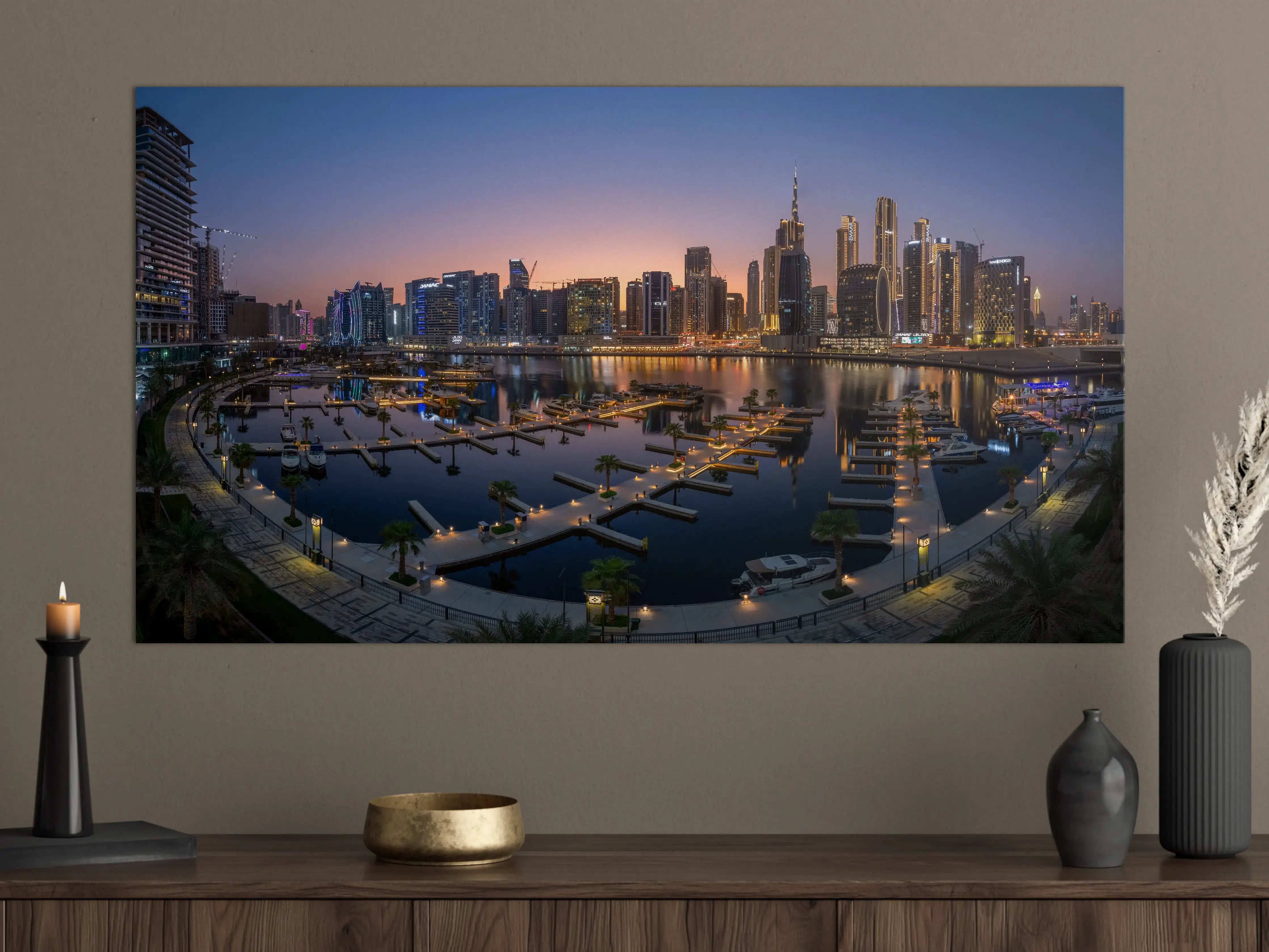 Große Wandbilder - Städtischer Hafen bei Sonnenuntergang