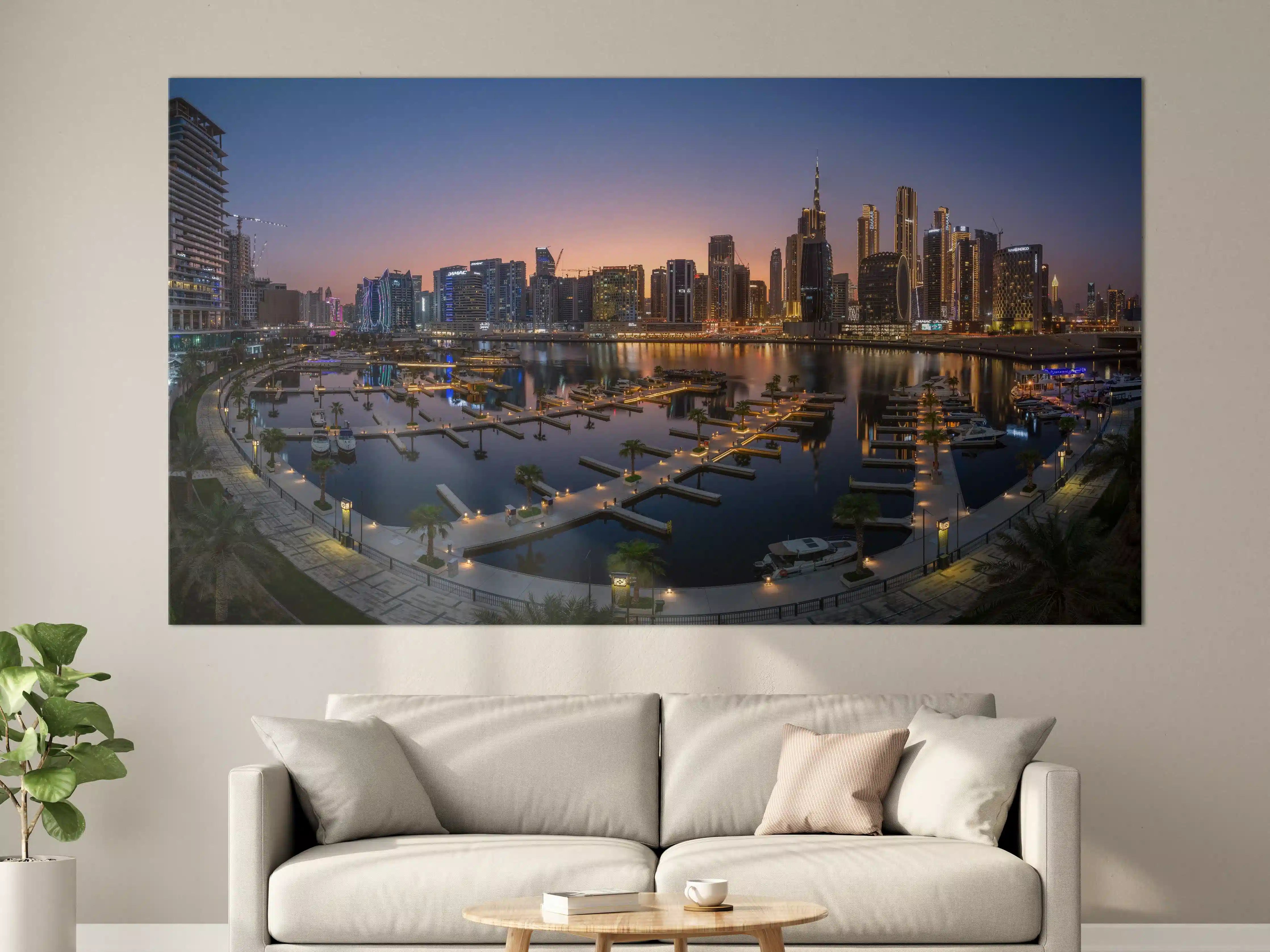 Große Wandbilder - Städtischer Hafen bei Sonnenuntergang