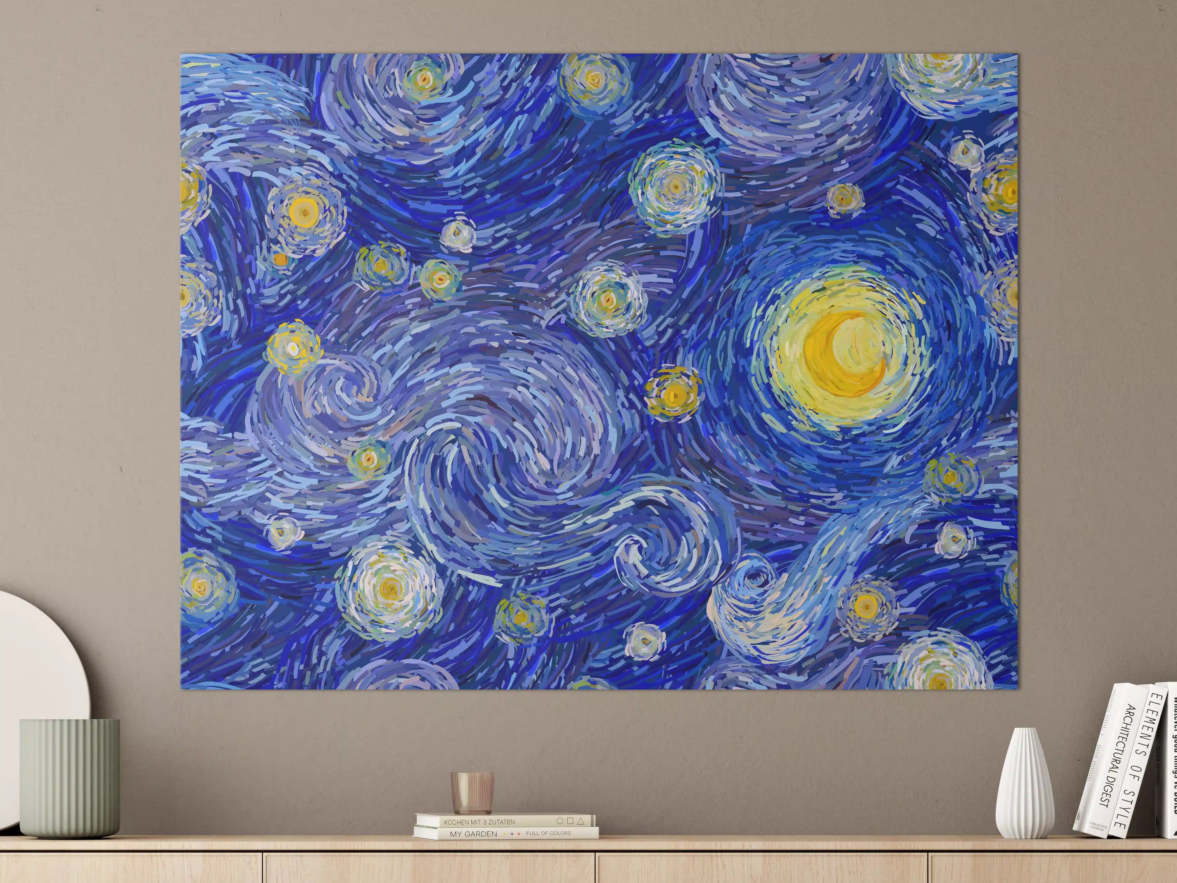 Große Wandbilder - Starry Night Van Gogh Blau Gelb