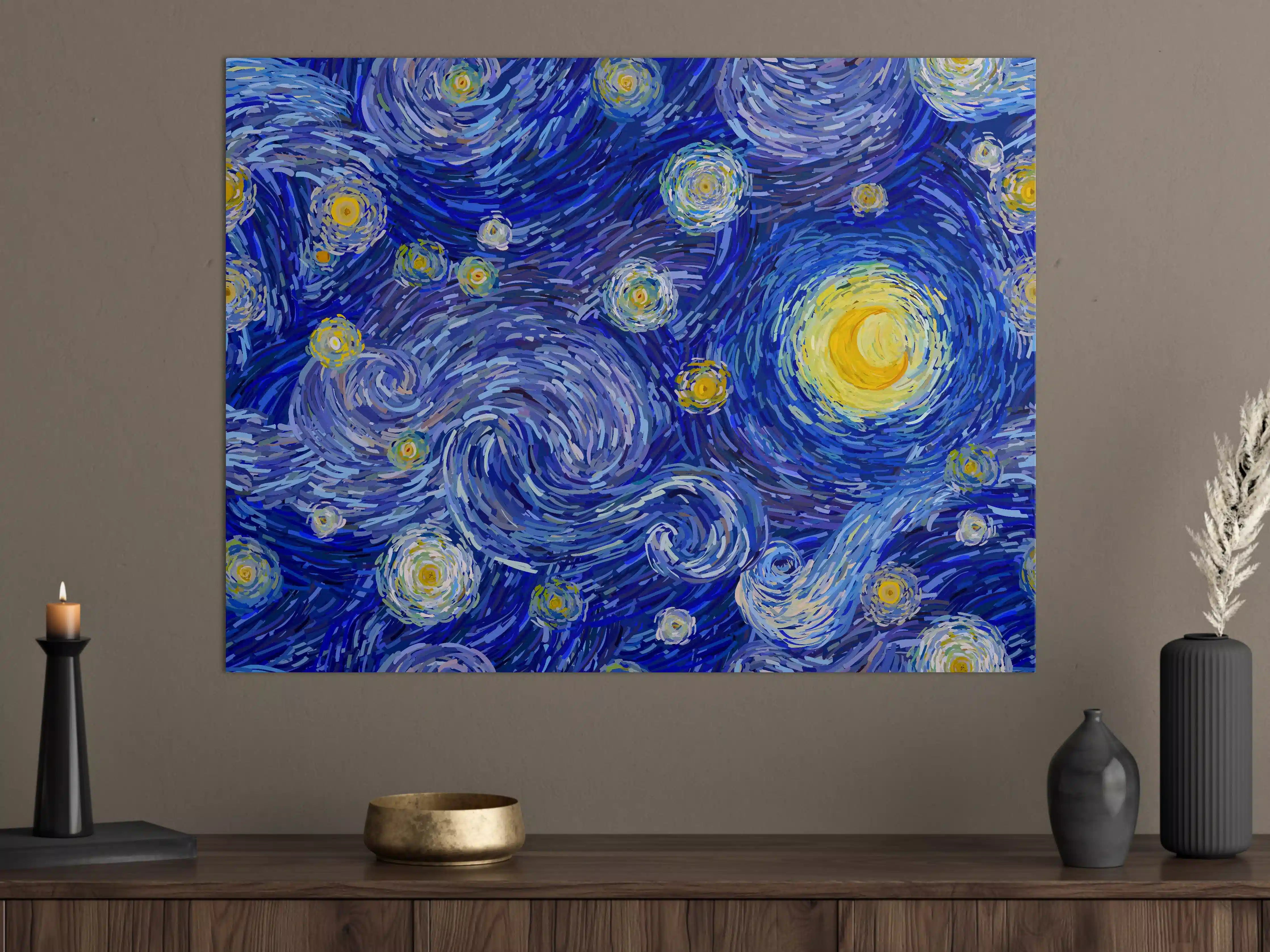Große Wandbilder - Starry Night Van Gogh Blau Gelb