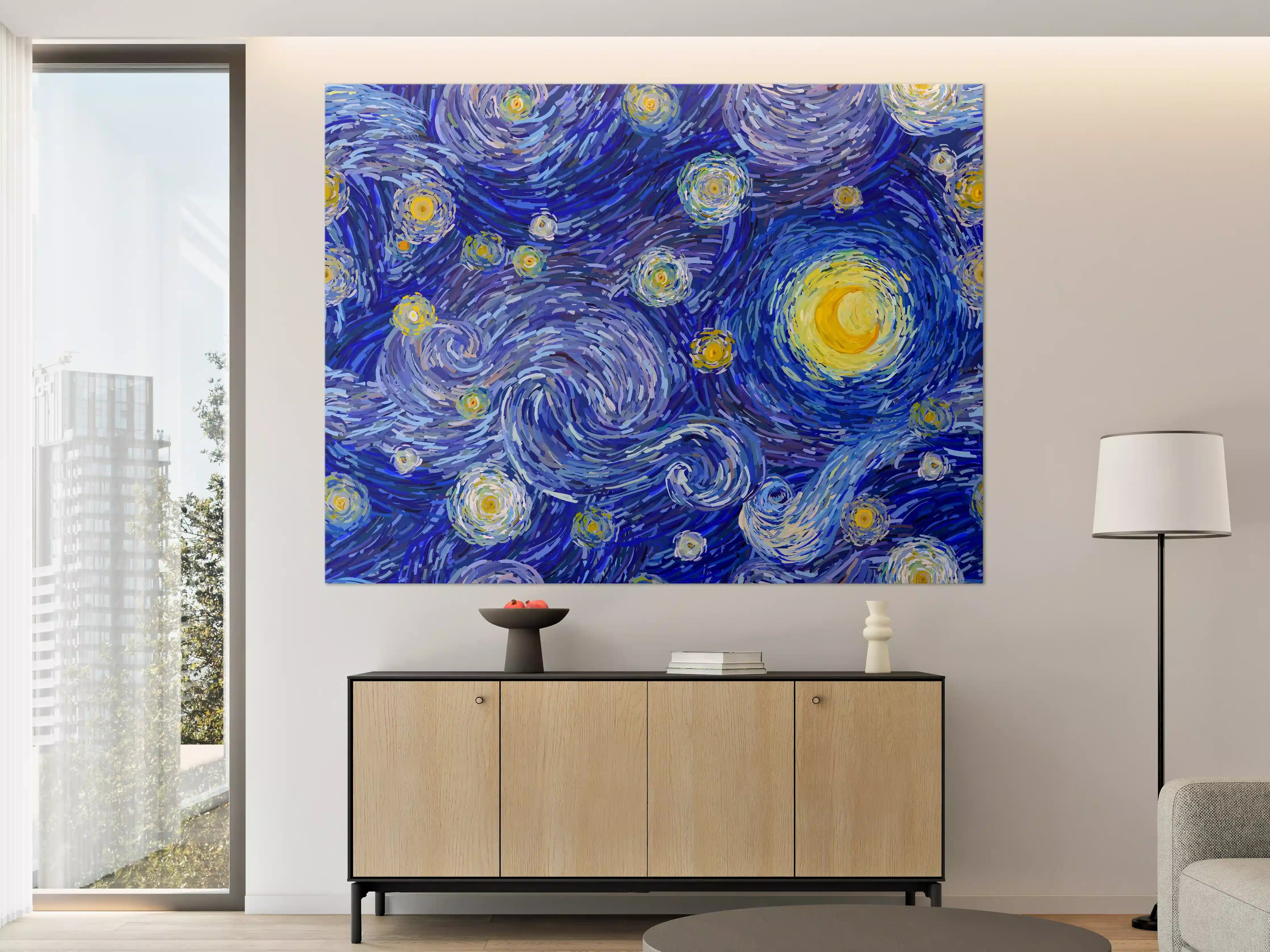 Große Wandbilder - Starry Night Van Gogh Blau Gelb